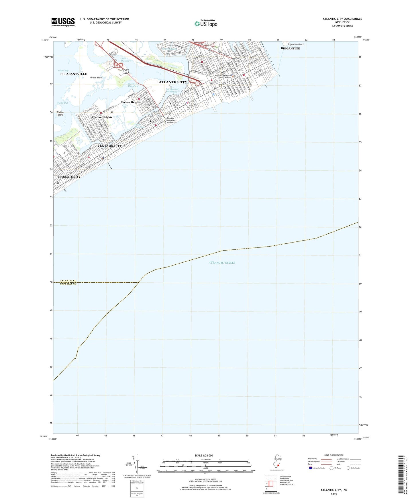 Atlantic City New Jersey US Topo Map Image