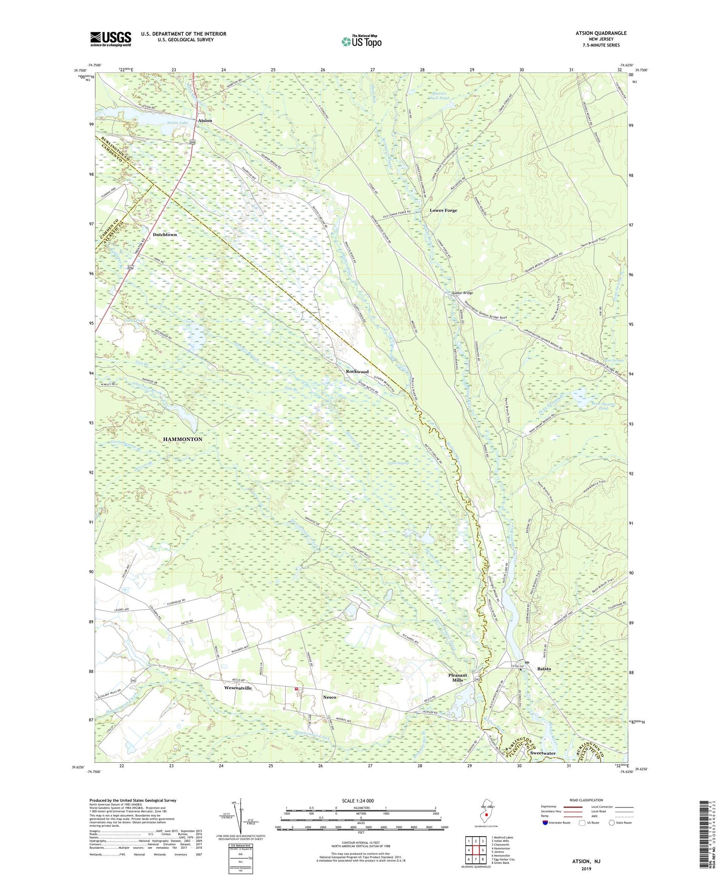 Atsion New Jersey US Topo Map Image