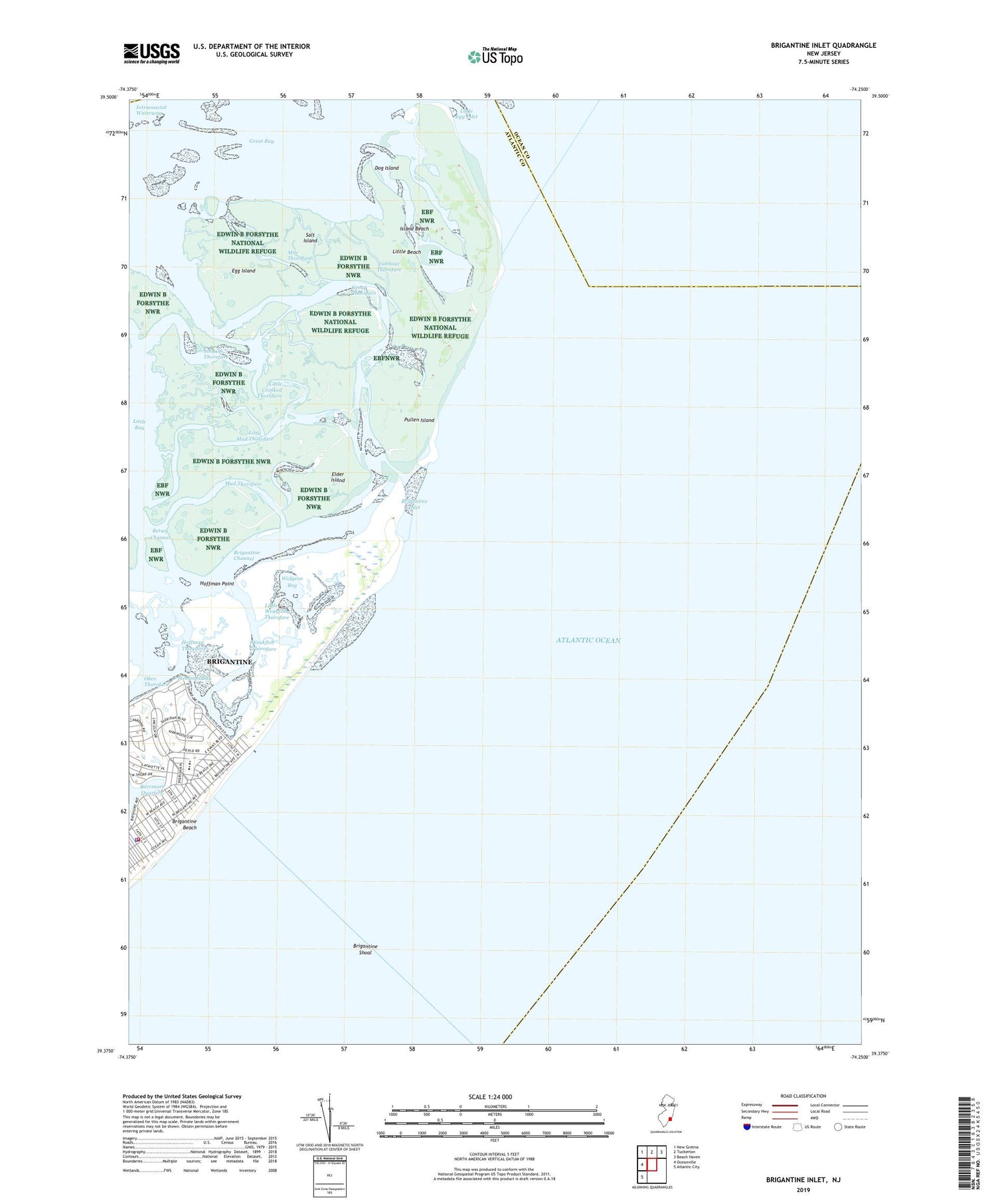 Brigantine Inlet New Jersey US Topo Map Image