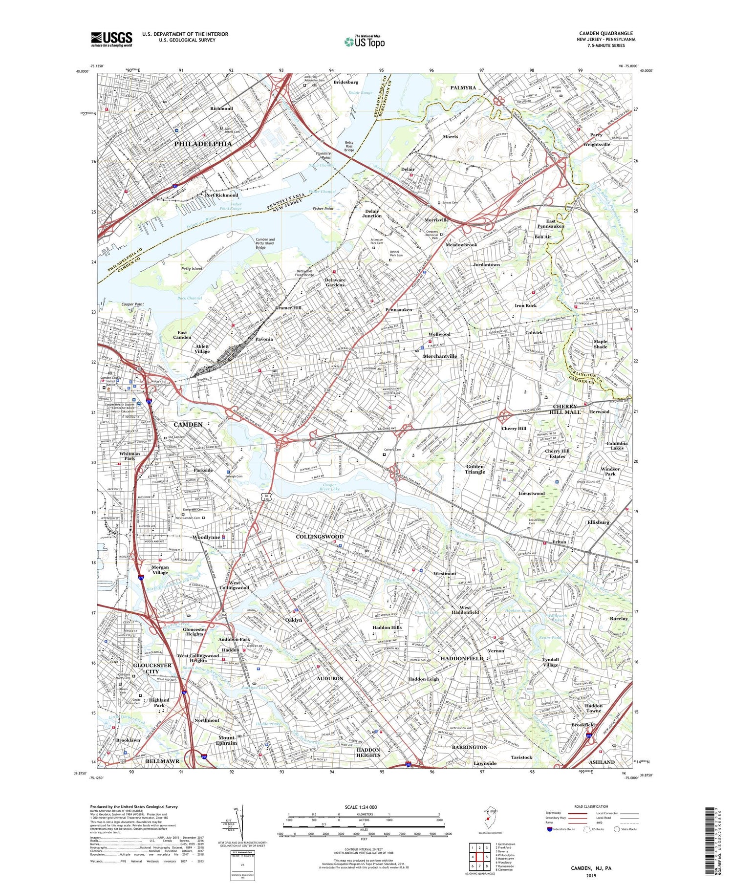 Camden New Jersey US Topo Map Image