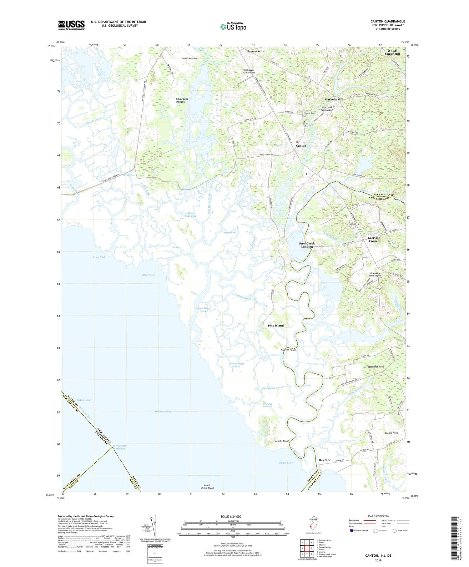 Canton New Jersey US Topo Map Image
