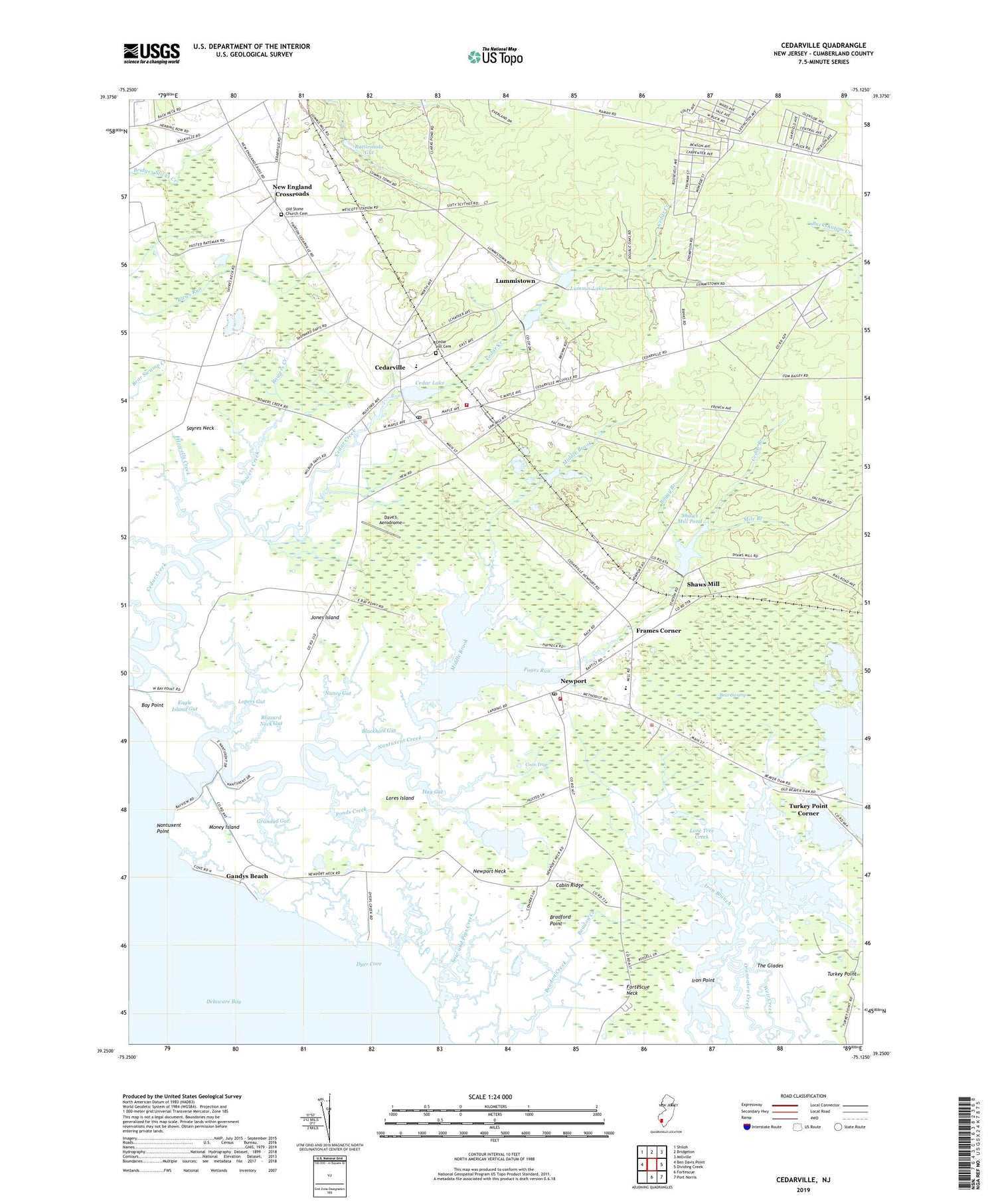 Cedarville New Jersey US Topo Map Image