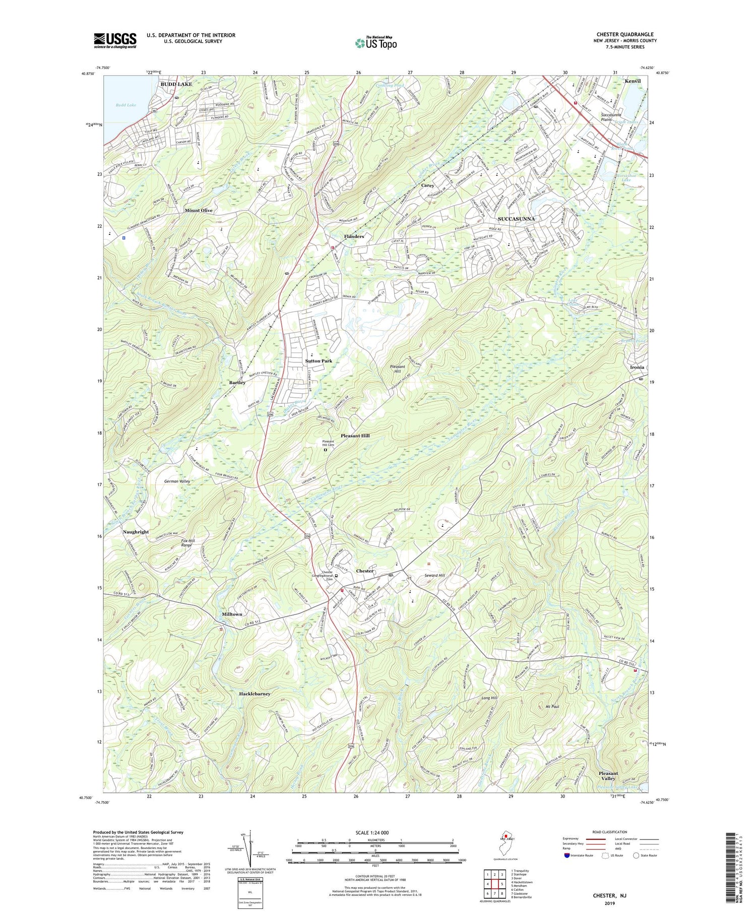 Chester New Jersey US Topo Map Image