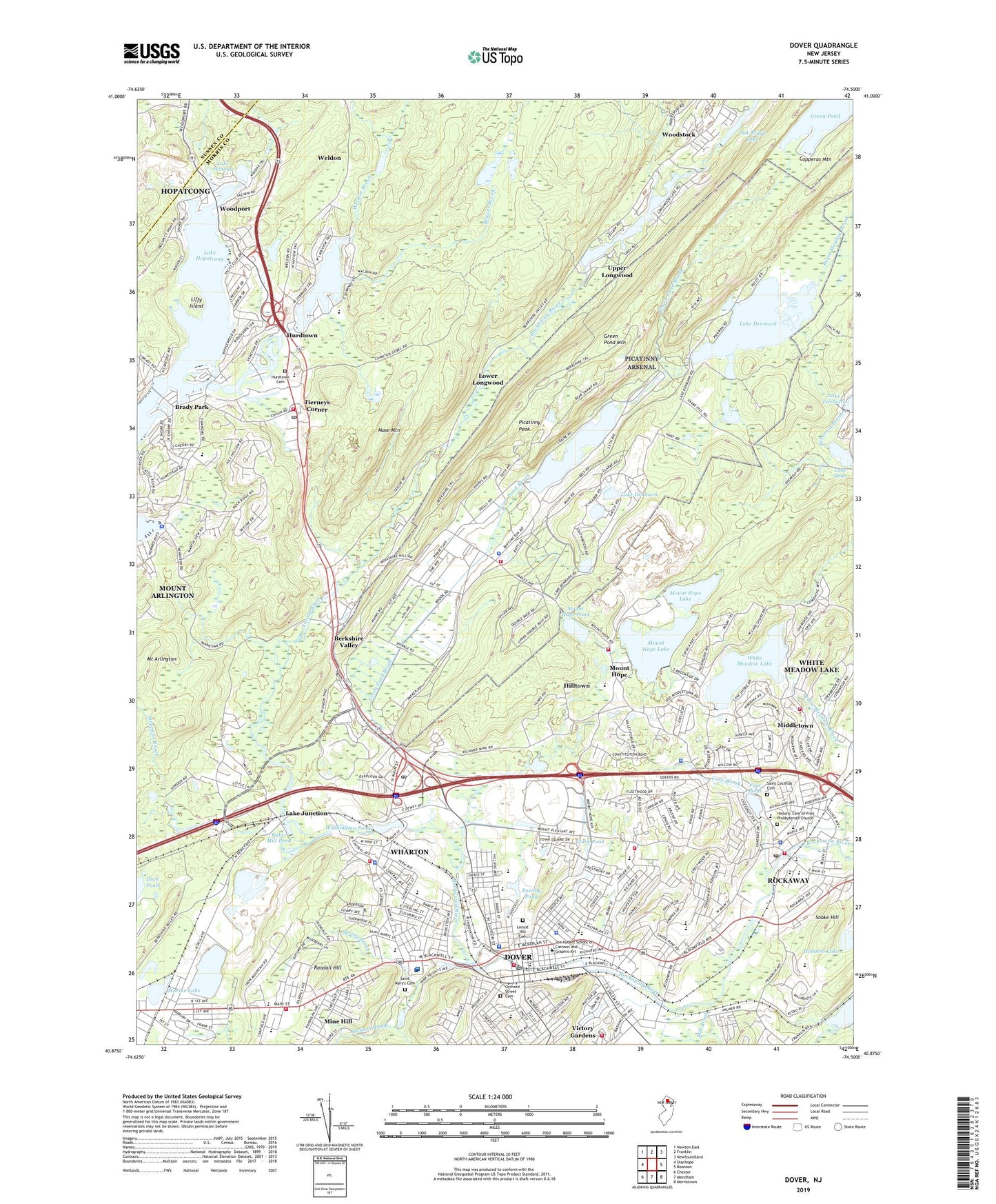Dover New Jersey US Topo Map Image