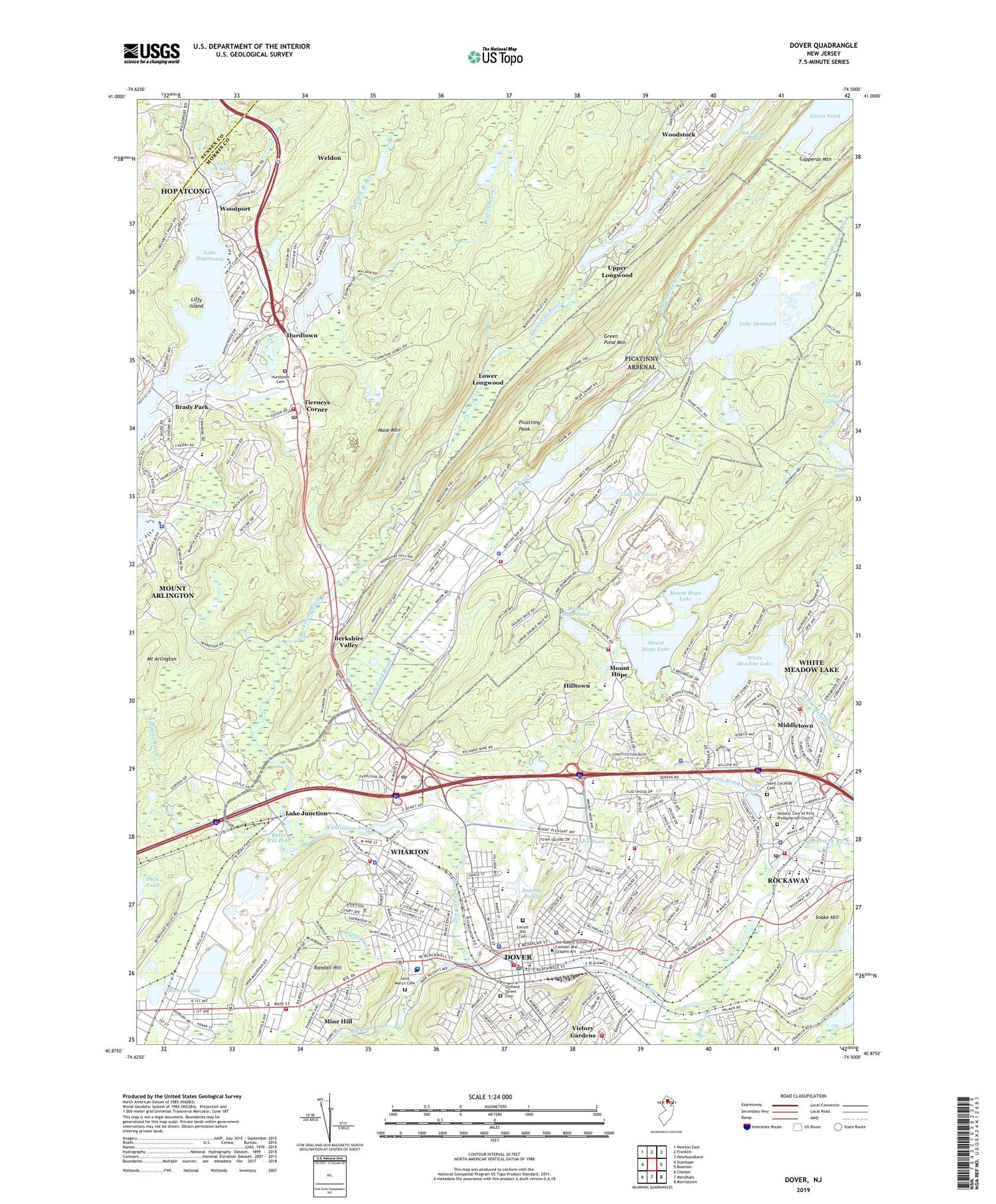 Dover New Jersey US Topo Map Image