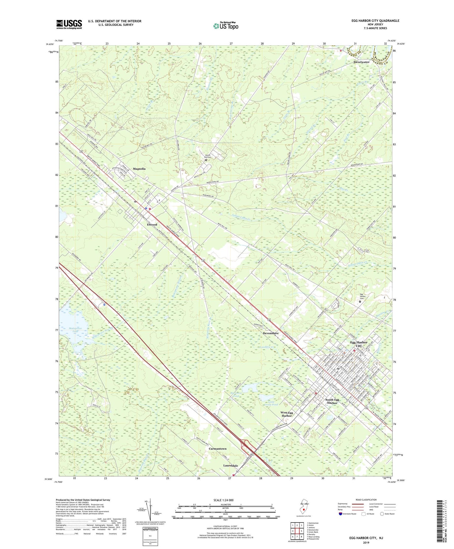 Egg Harbor City New Jersey US Topo Map Image