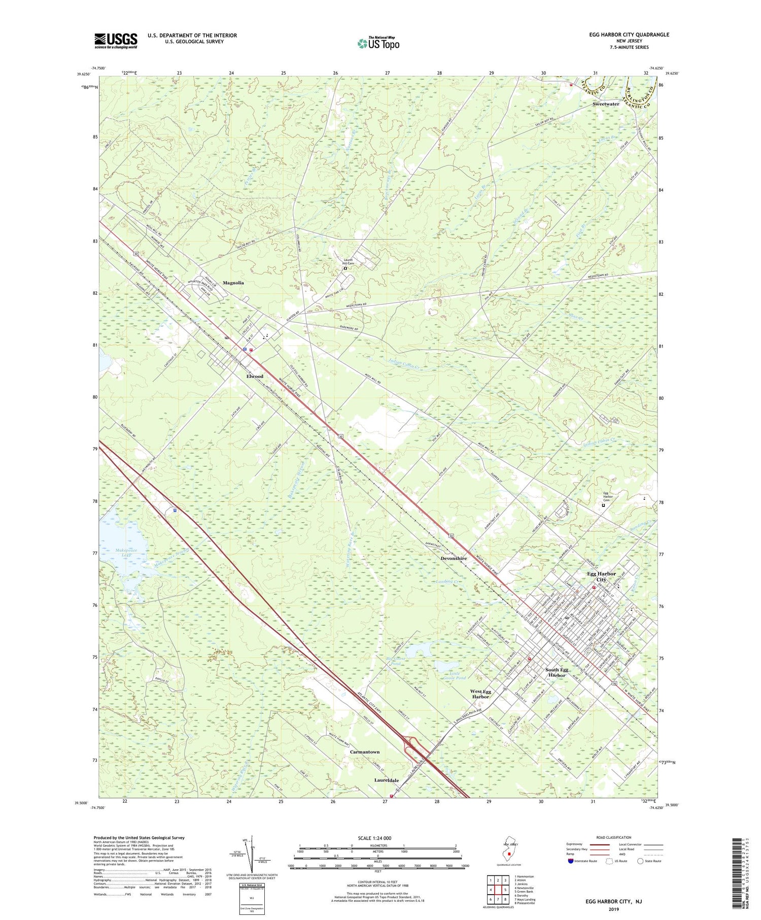 Egg Harbor City New Jersey US Topo Map Image