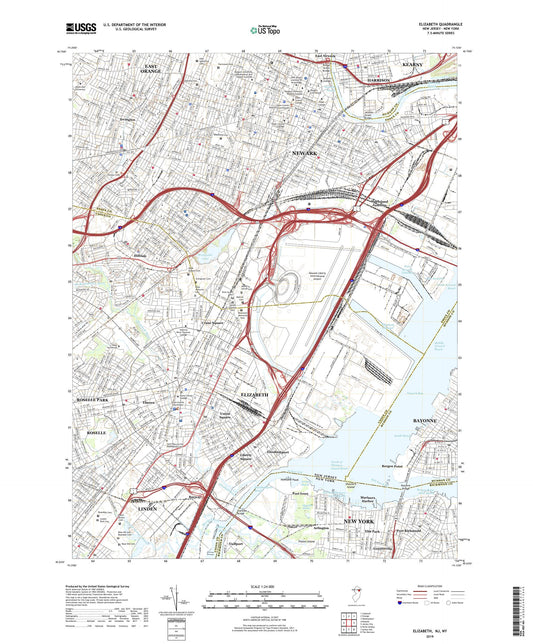 Elizabeth New Jersey US Topo Map Image