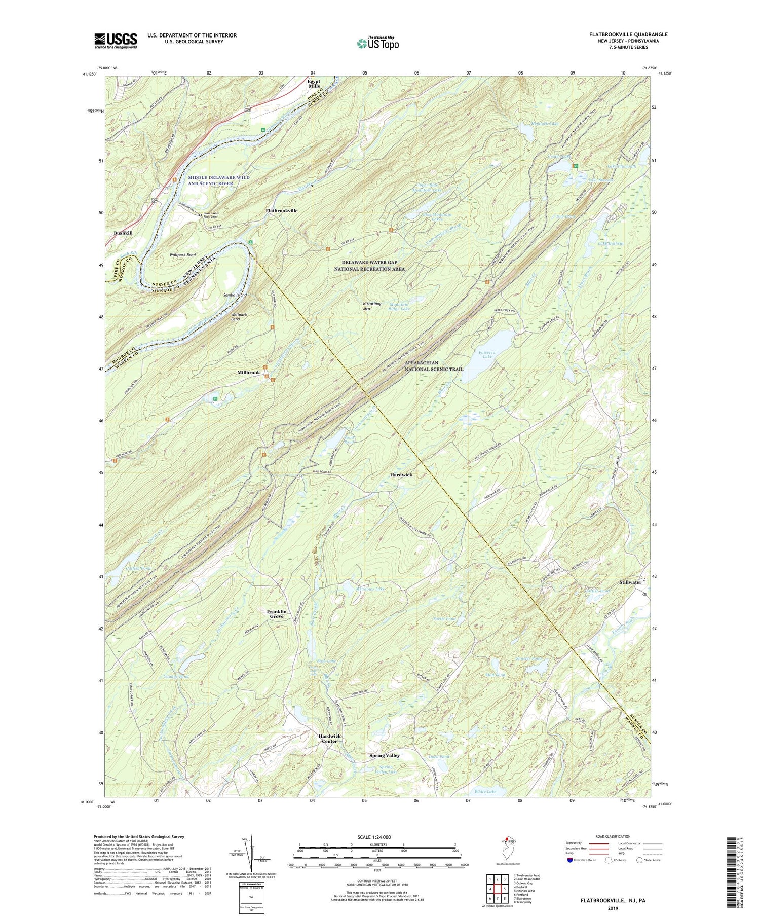 Flatbrookville New Jersey US Topo Map Image