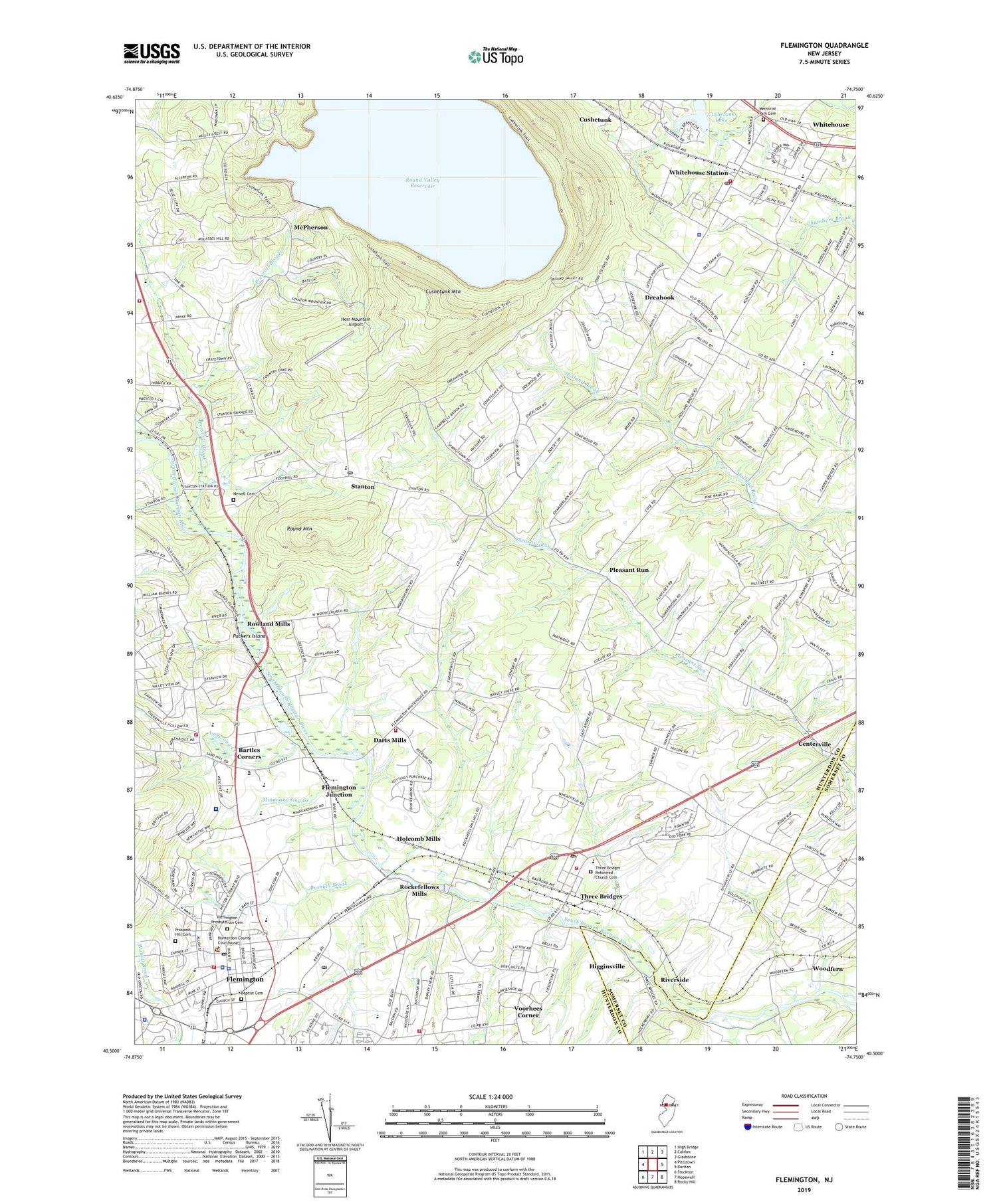 Flemington New Jersey US Topo Map Image