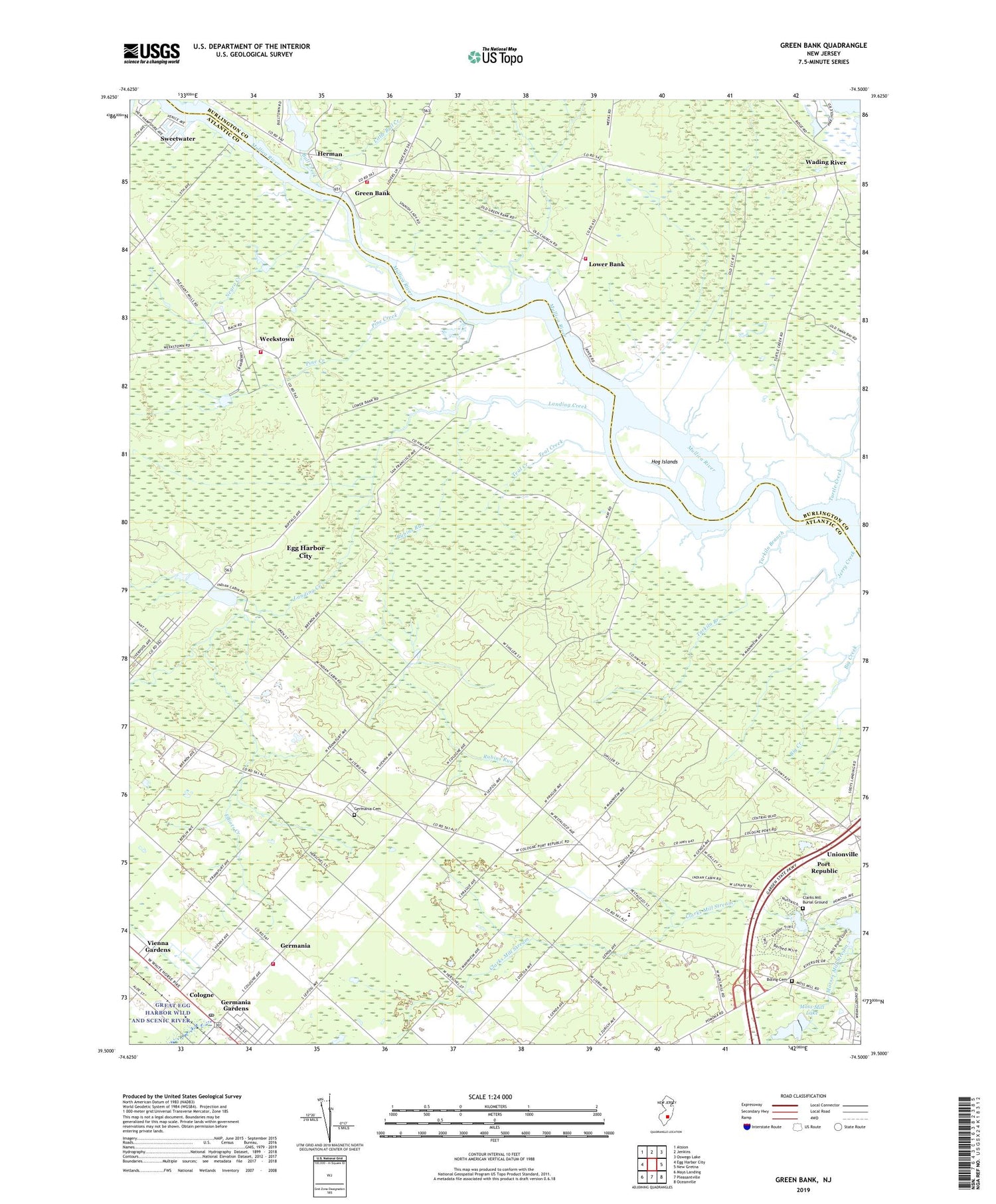 Green Bank New Jersey US Topo Map Image