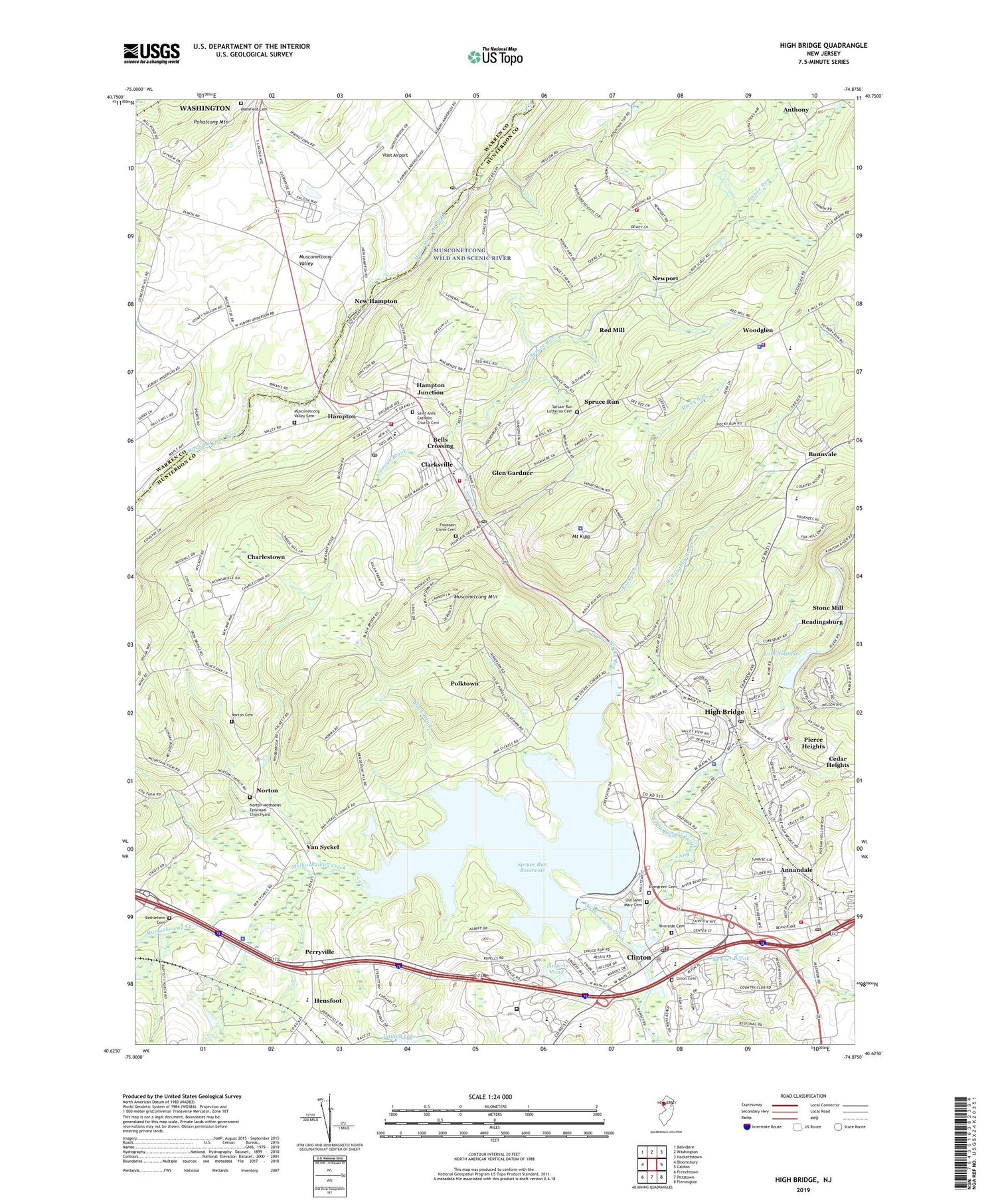 High Bridge New Jersey US Topo Map Image