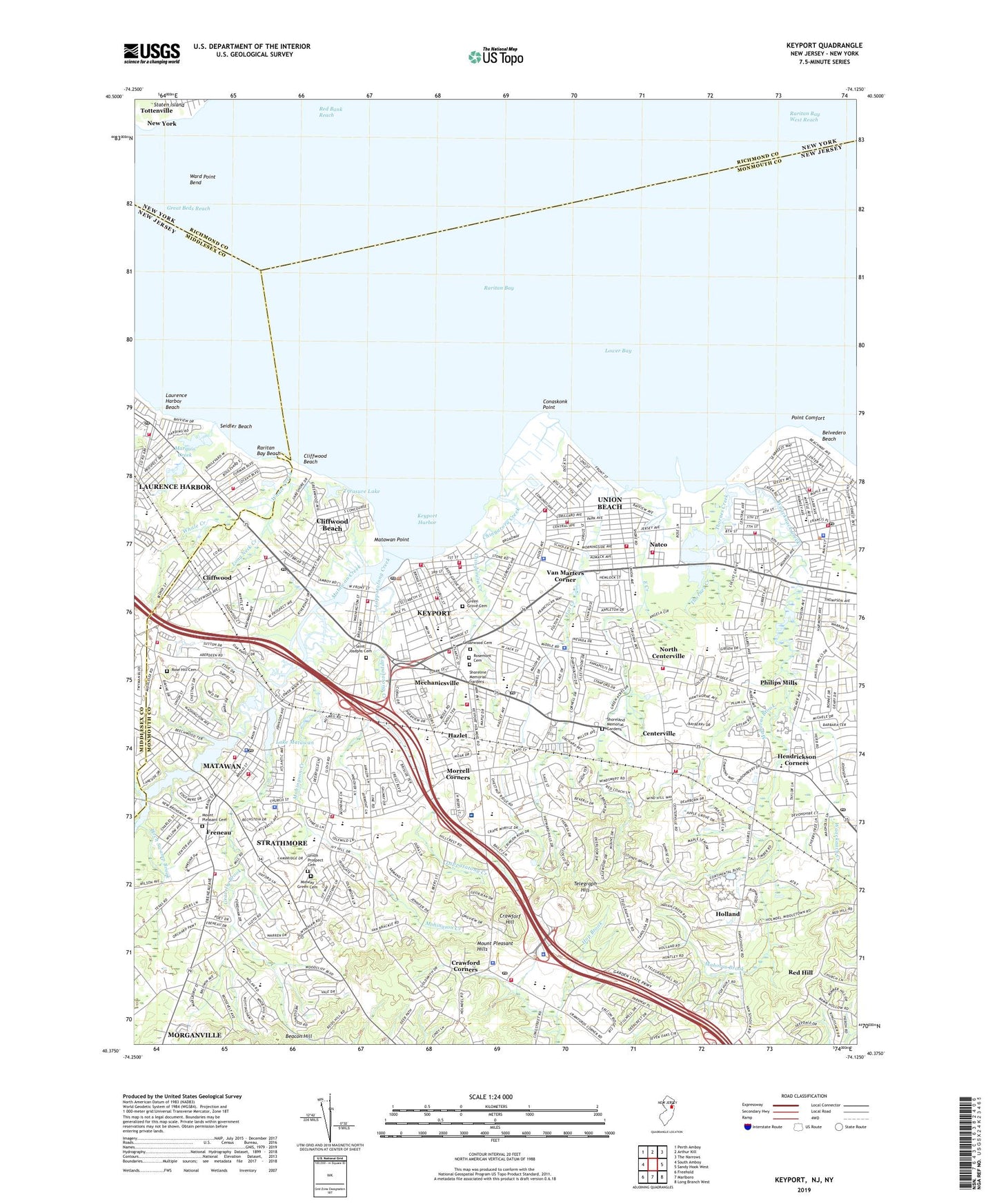 Keyport New Jersey US Topo Map Image