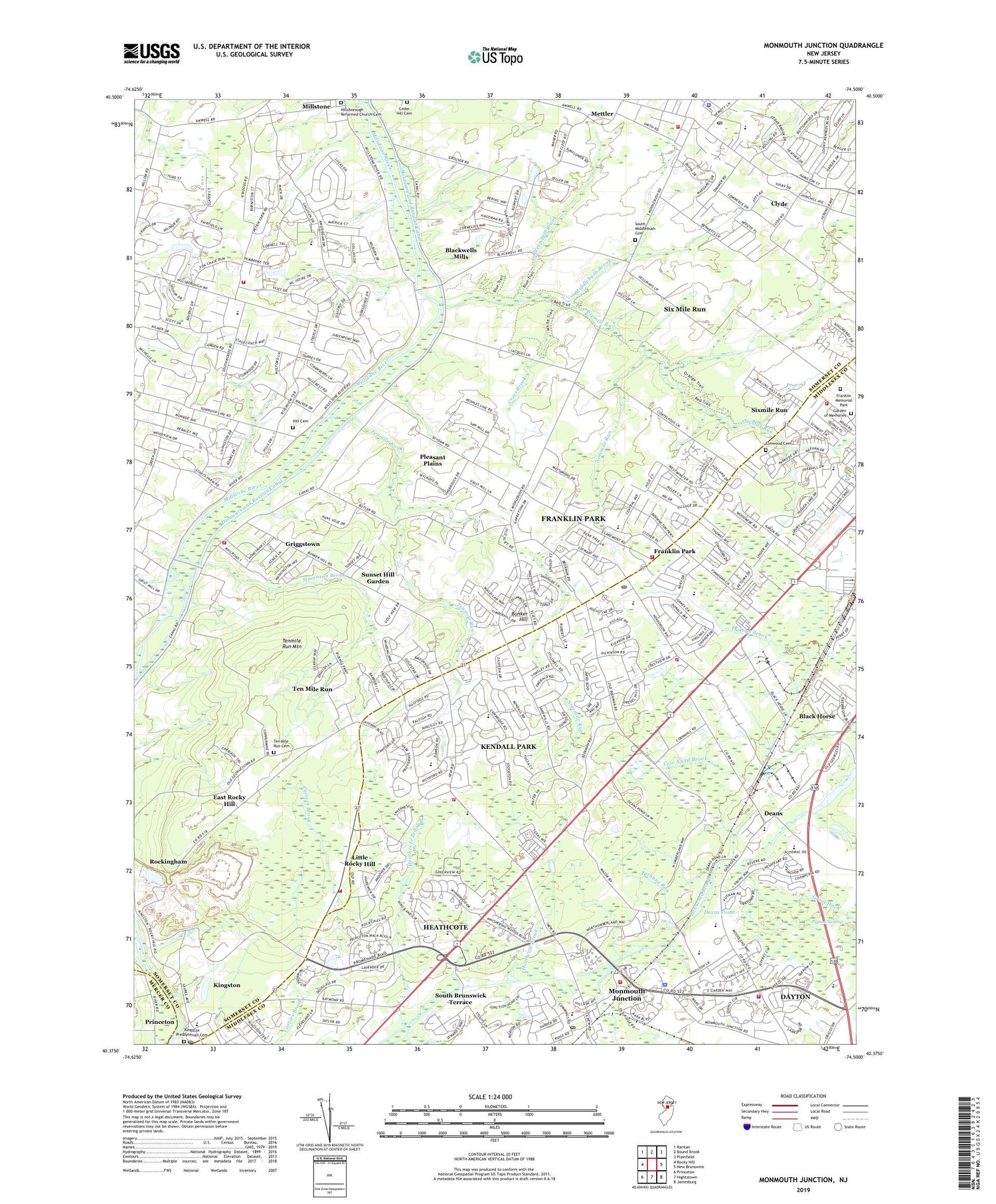 Monmouth Junction New Jersey US Topo Map Image