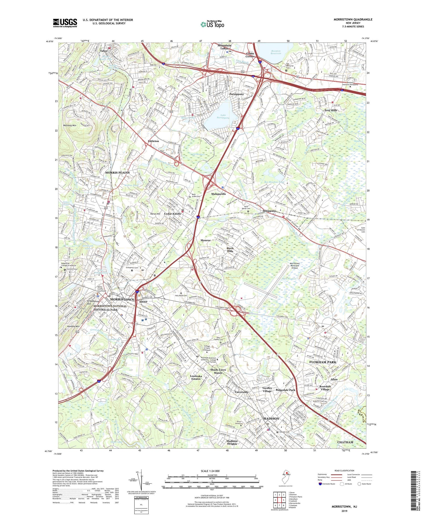 Morristown New Jersey US Topo Map Image