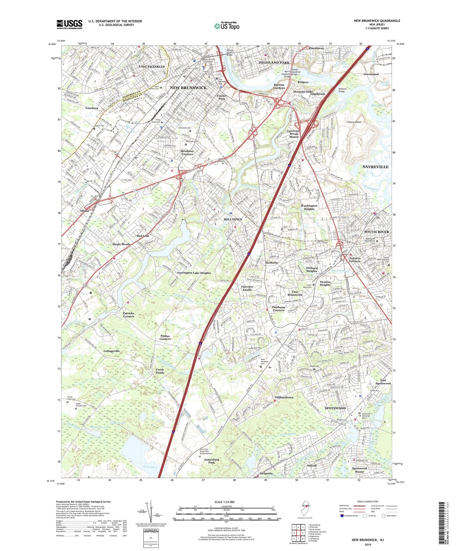 New Brunswick New Jersey US Topo Map Image