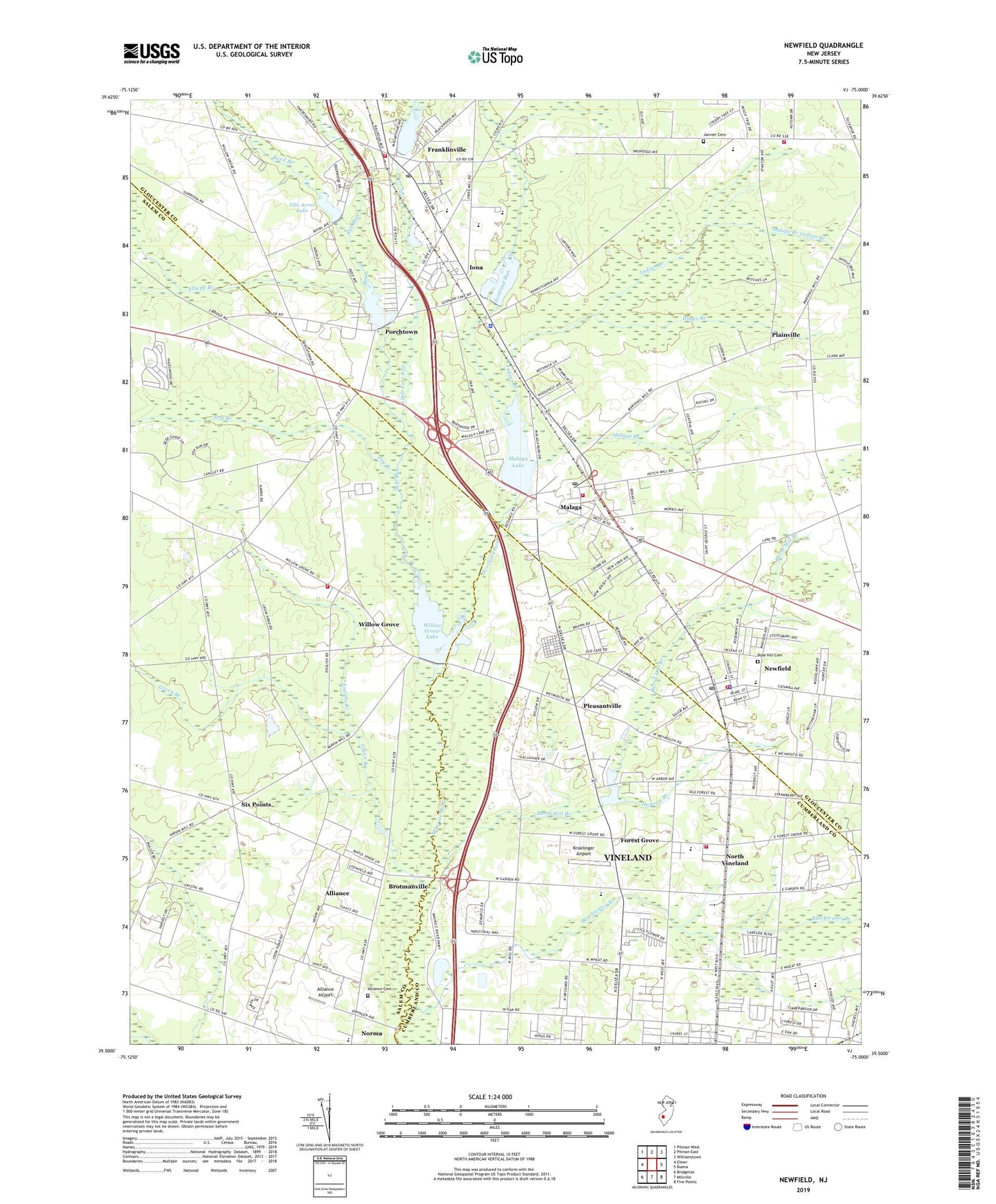 Newfield New Jersey US Topo Map Image