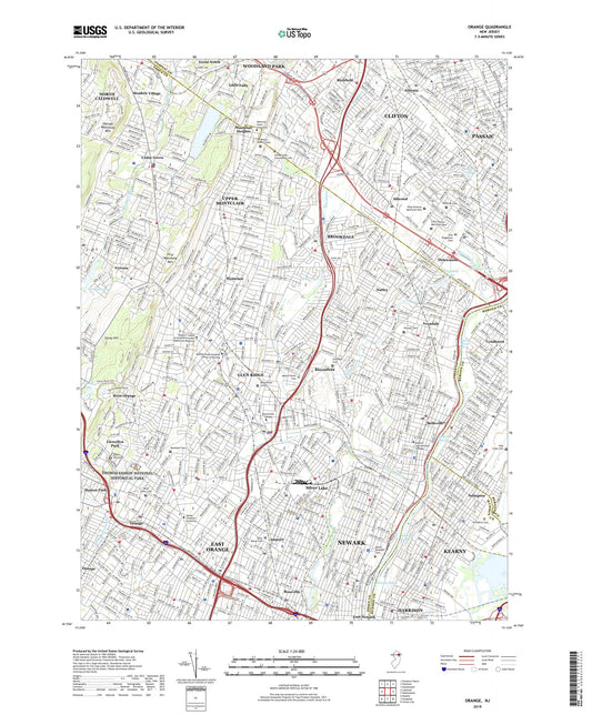 Orange New Jersey US Topo Map Image