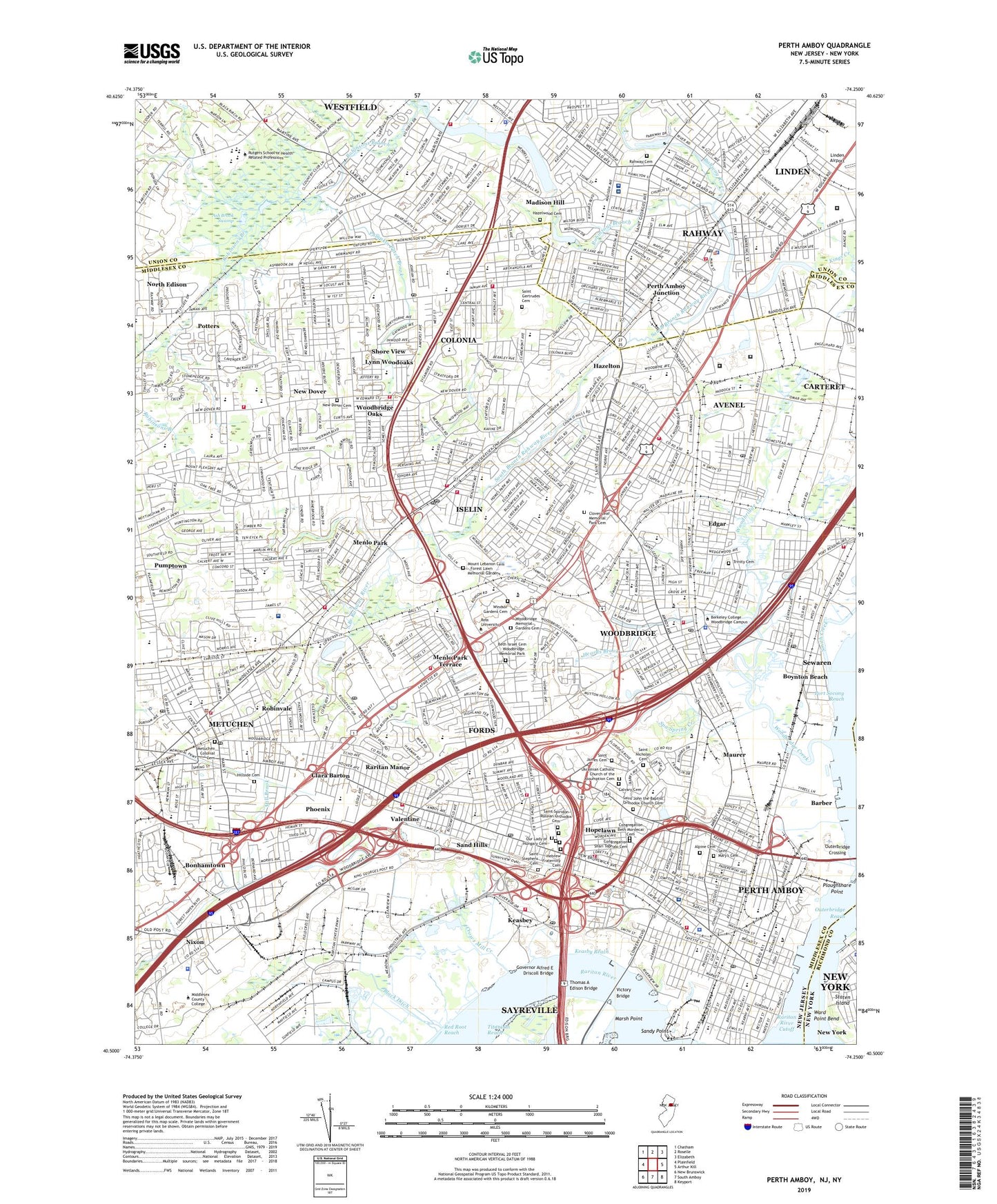 Perth Amboy New Jersey US Topo Map Image