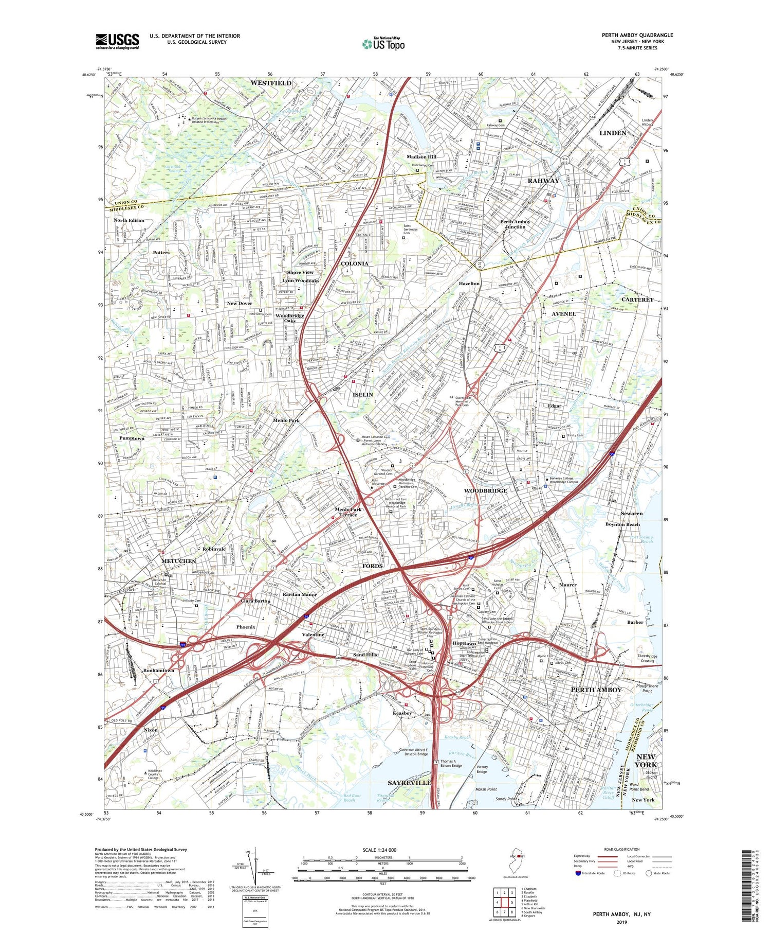 Perth Amboy New Jersey US Topo Map Image