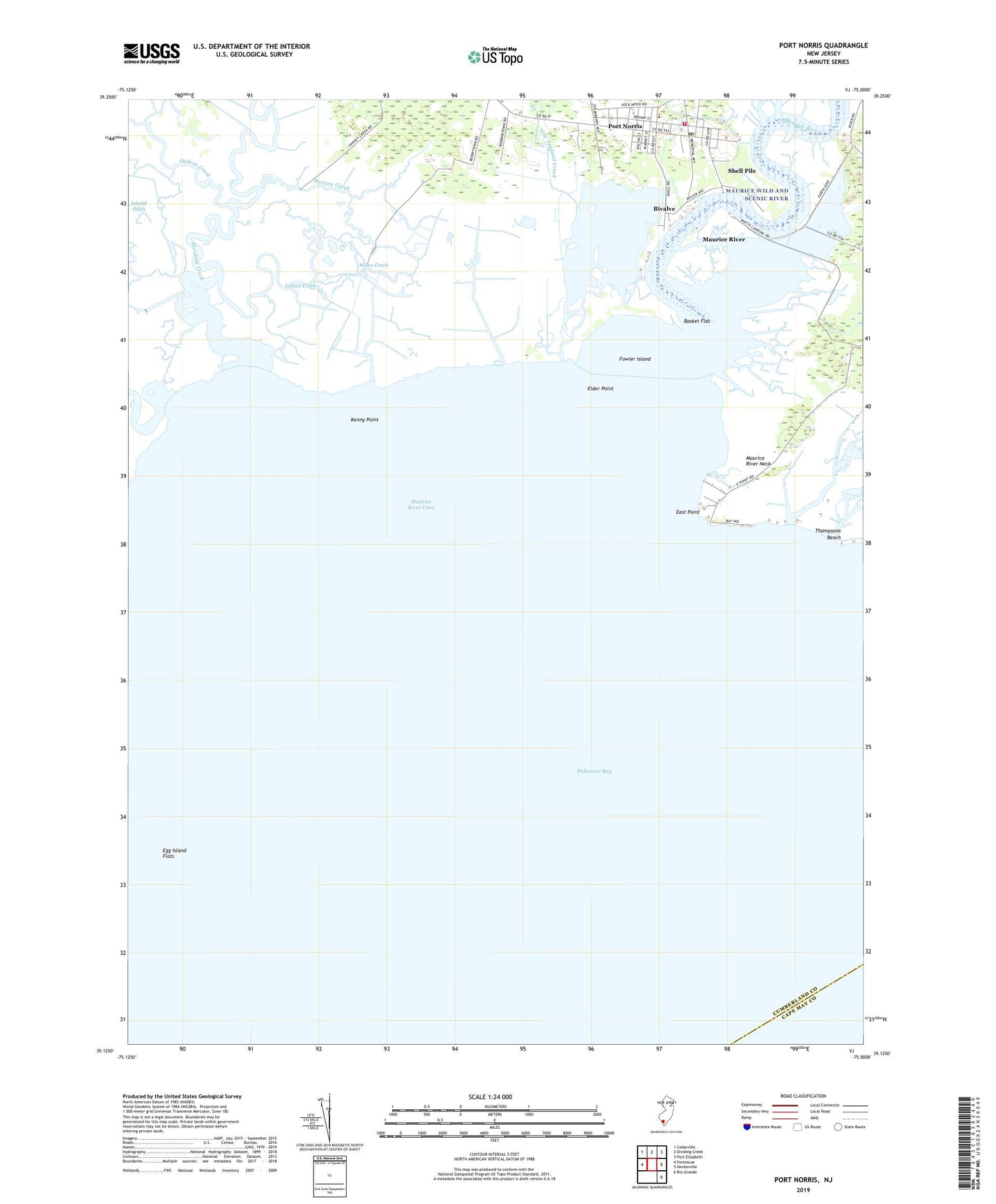 Port Norris New Jersey US Topo Map Image