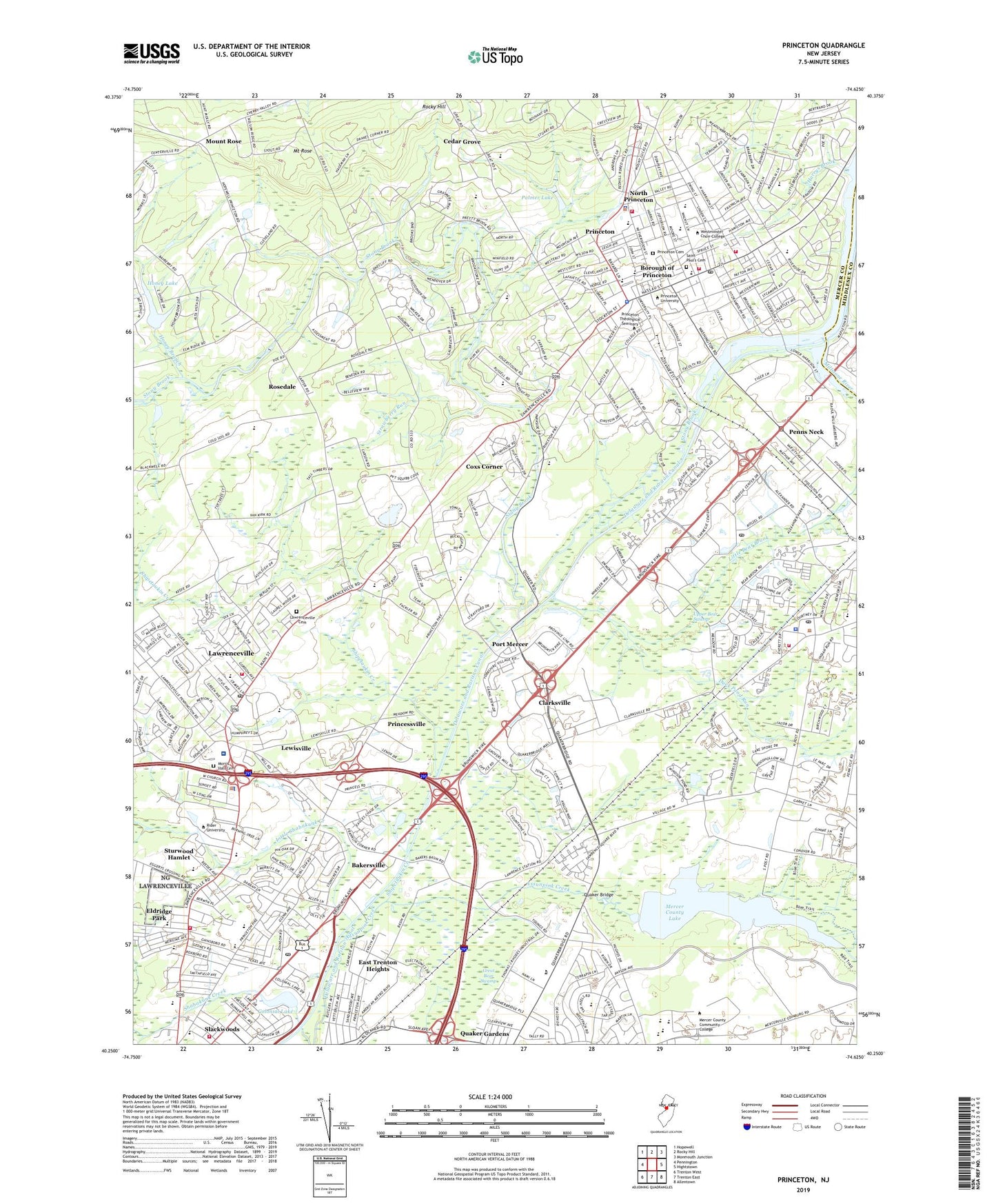 Princeton New Jersey US Topo Map Image