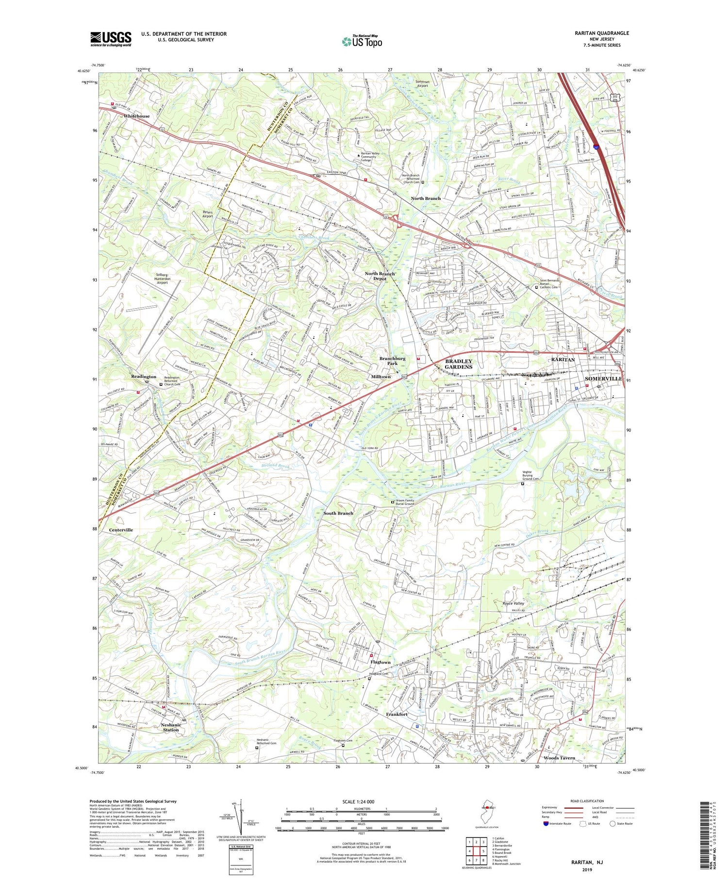 Raritan New Jersey US Topo Map Image