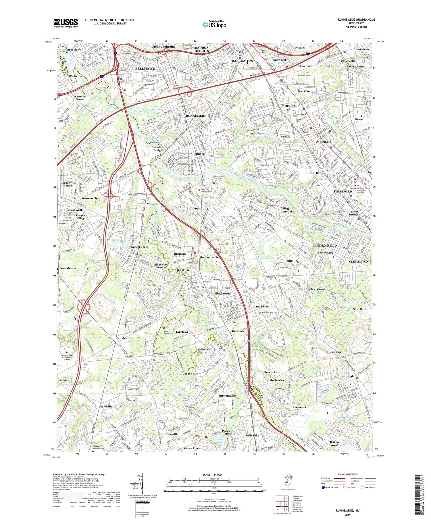 Runnemede New Jersey US Topo Map Image