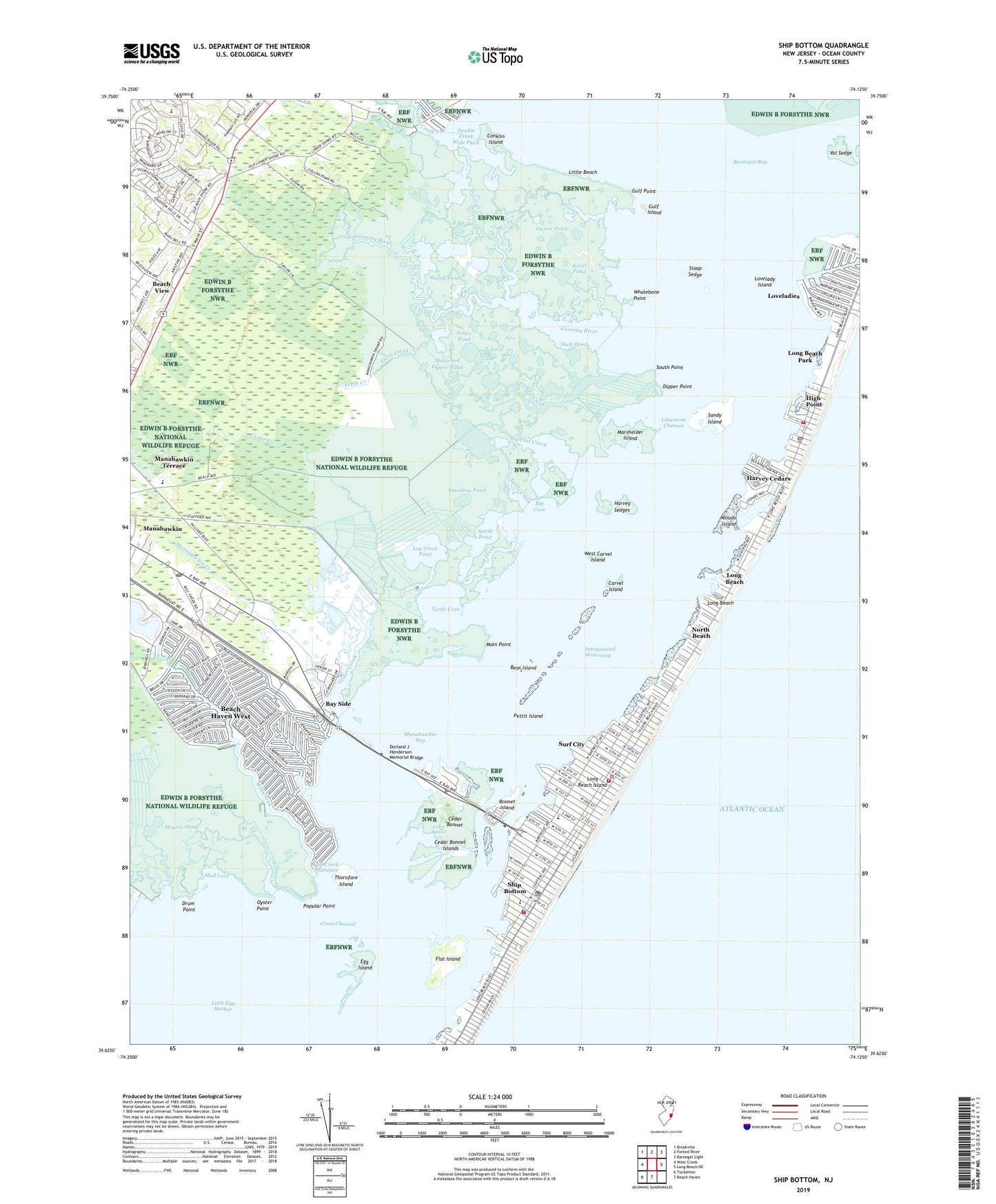 Ship Bottom New Jersey US Topo Map Image