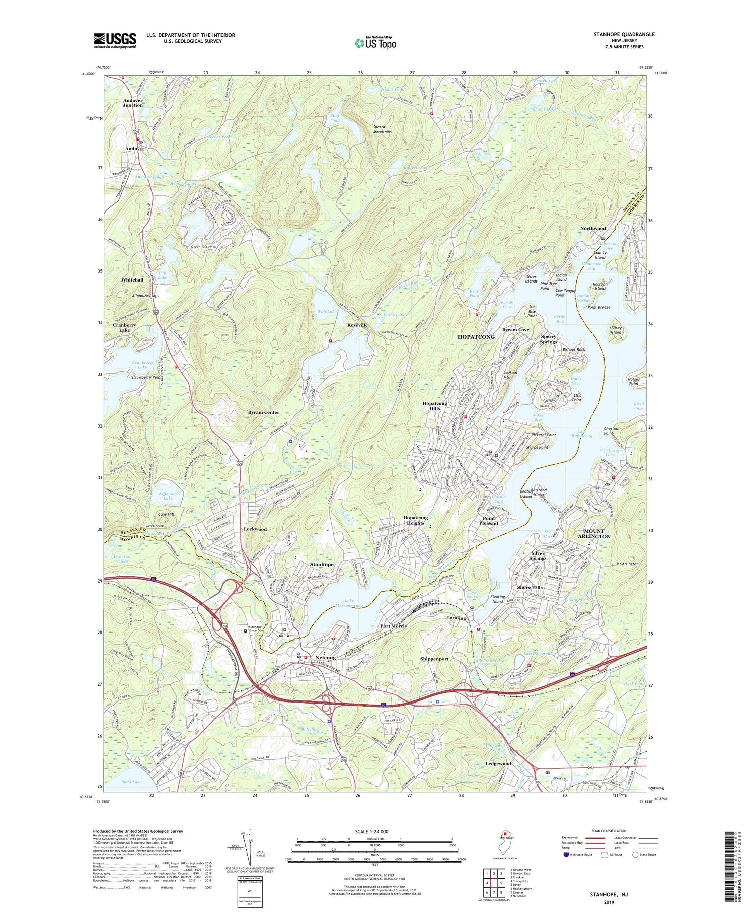 Stanhope New Jersey US Topo Map Image
