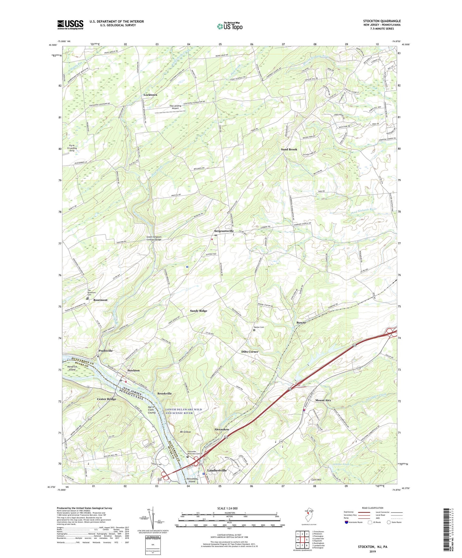Stockton New Jersey US Topo Map Image