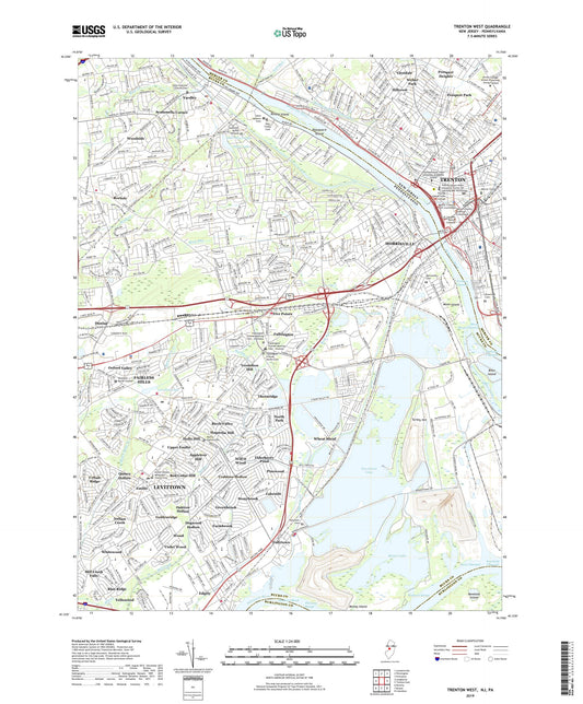Trenton West New Jersey US Topo Map Image