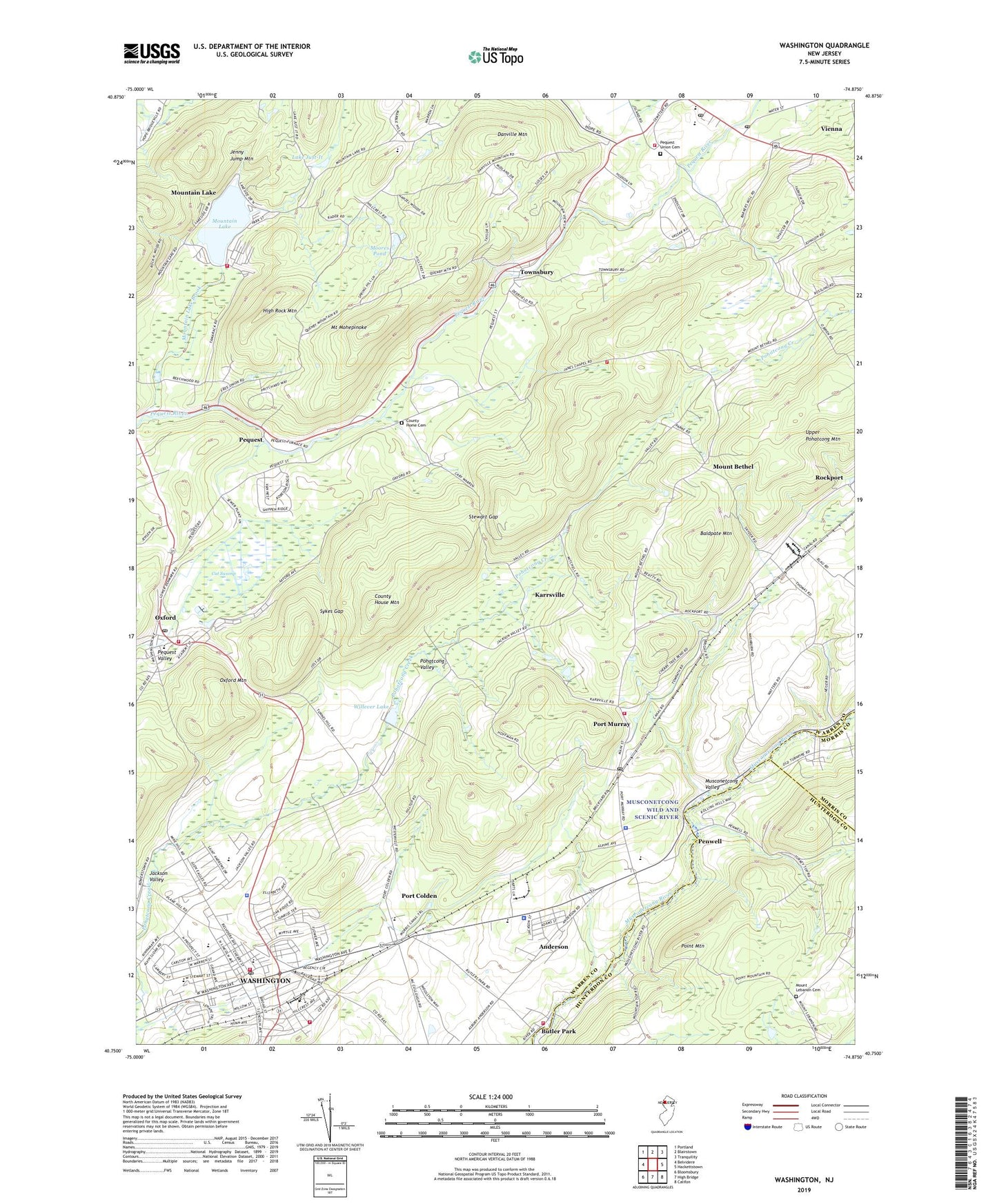 Washington New Jersey US Topo Map Image