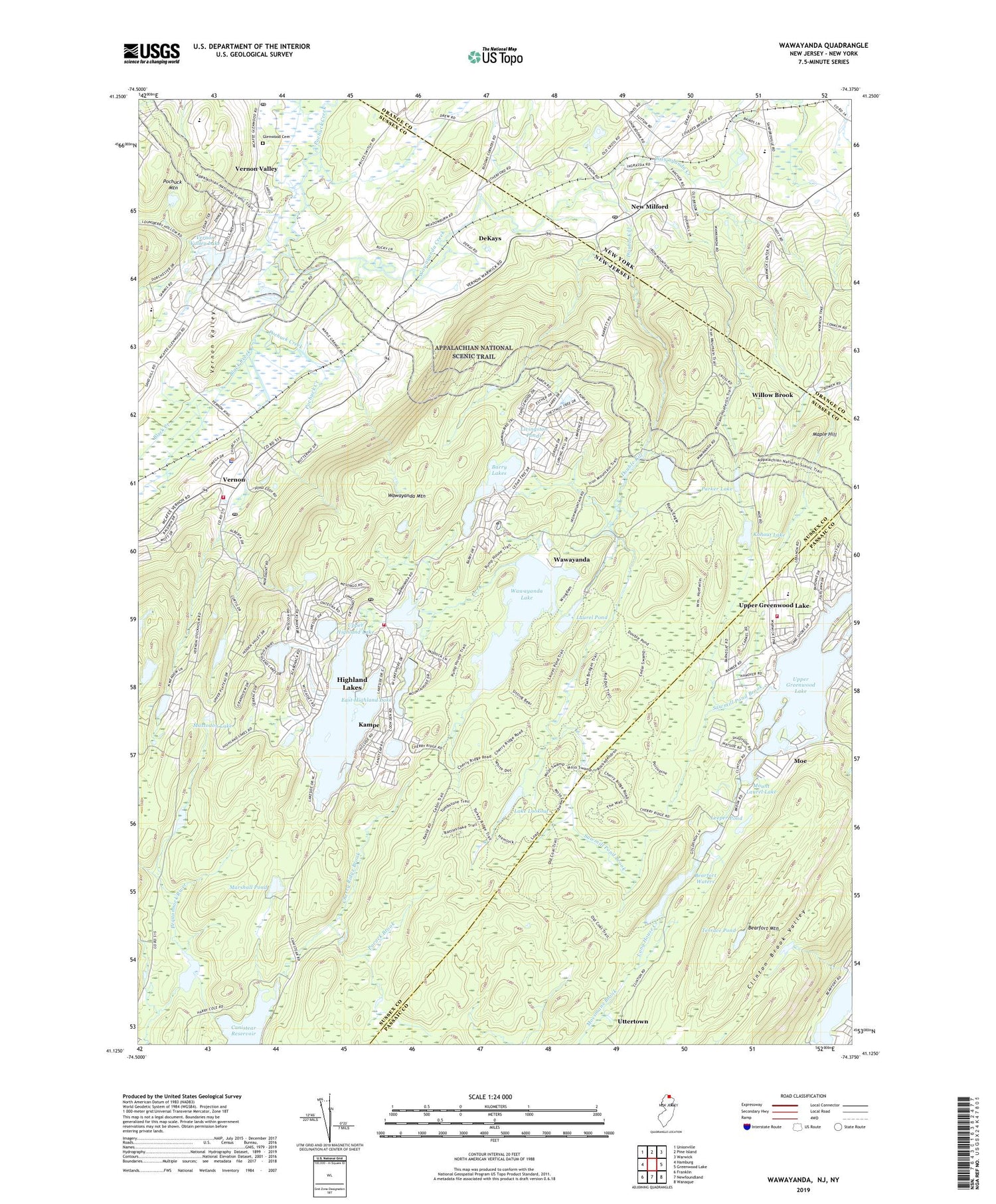 Wawayanda New Jersey US Topo Map Image