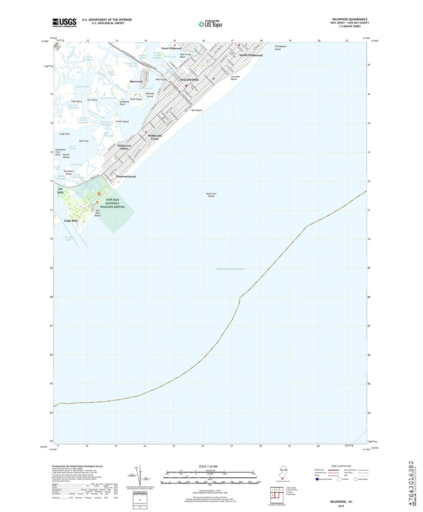 Wildwood New Jersey US Topo Map Image