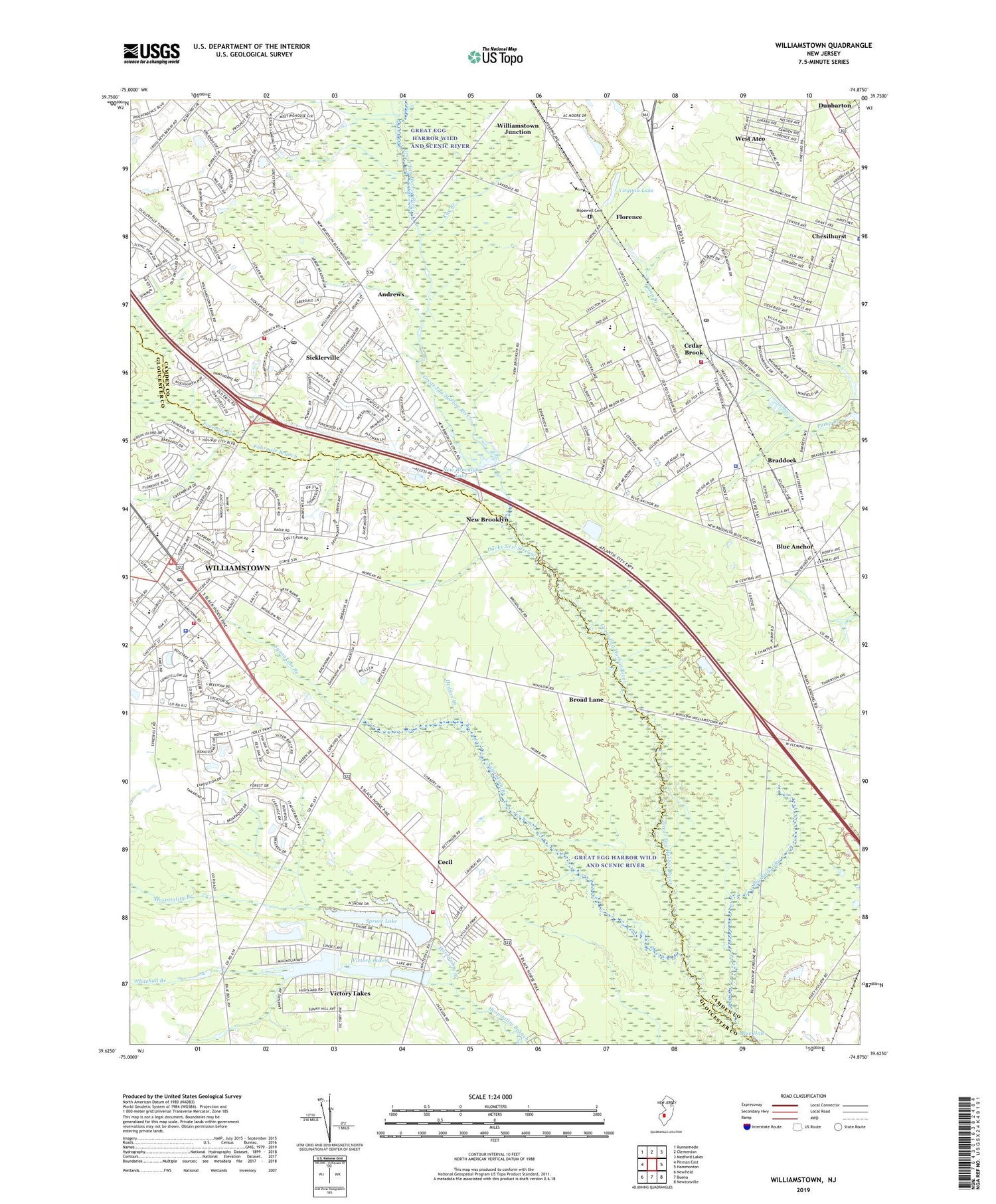 Williamstown New Jersey US Topo Map Image