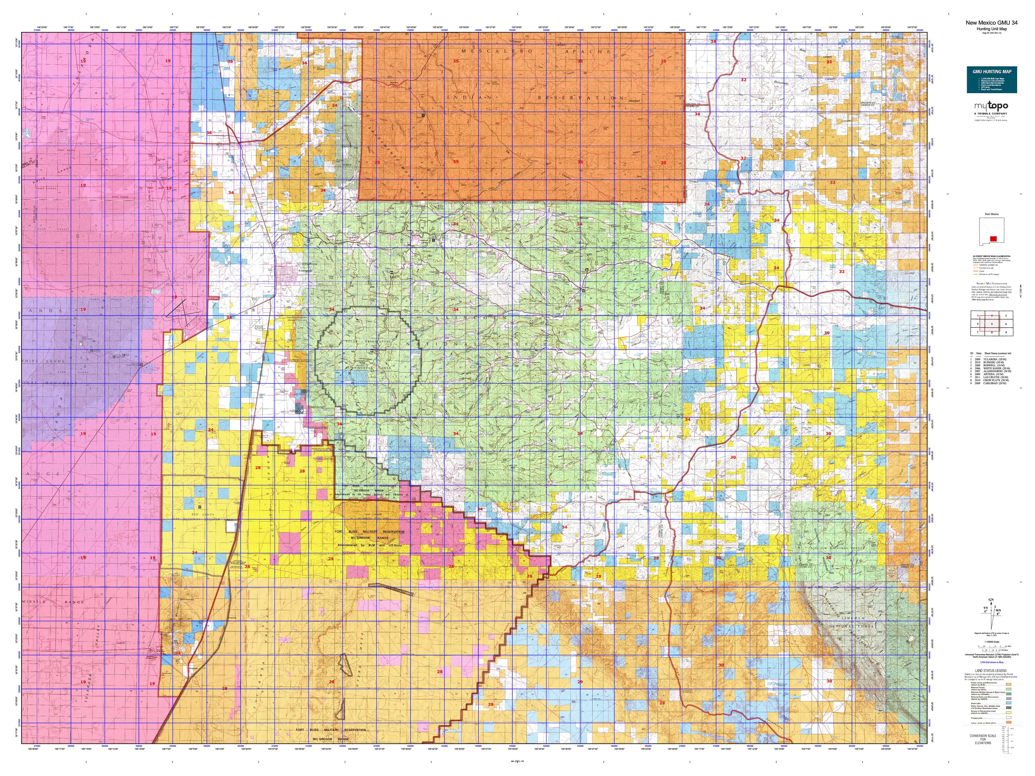 New Mexico GMU 34 Map – MyTopo Map Store