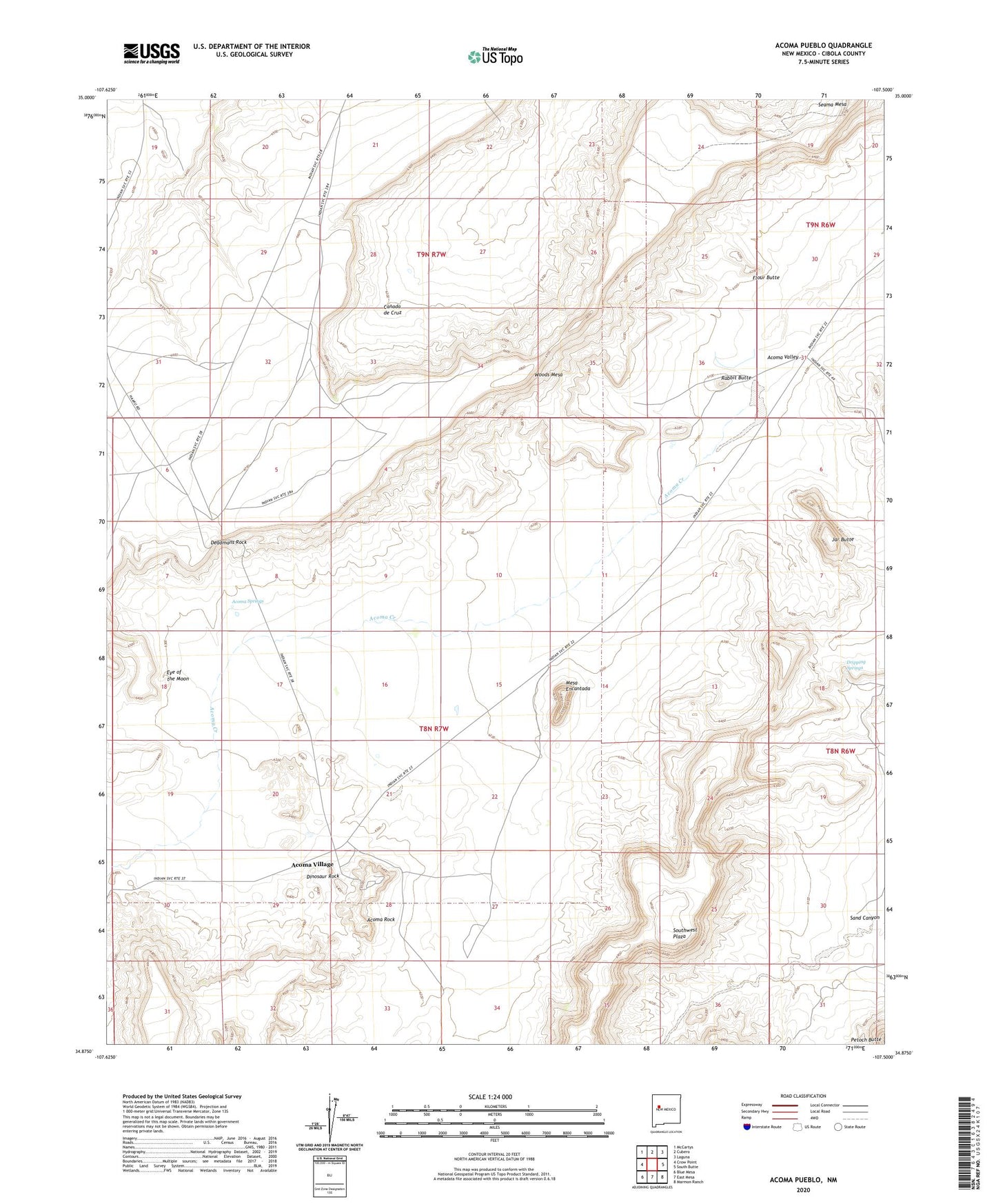 Acoma Pueblo New Mexico US Topo Map Image
