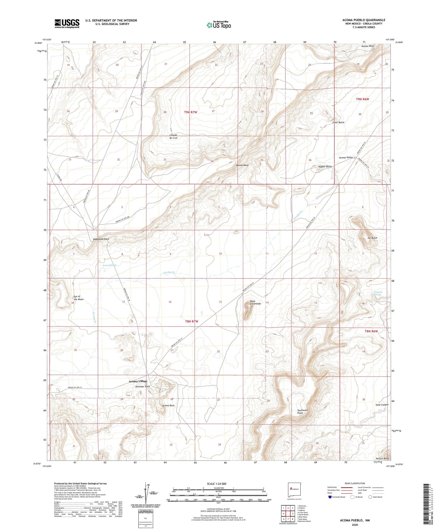 Acoma Pueblo New Mexico US Topo Map Image