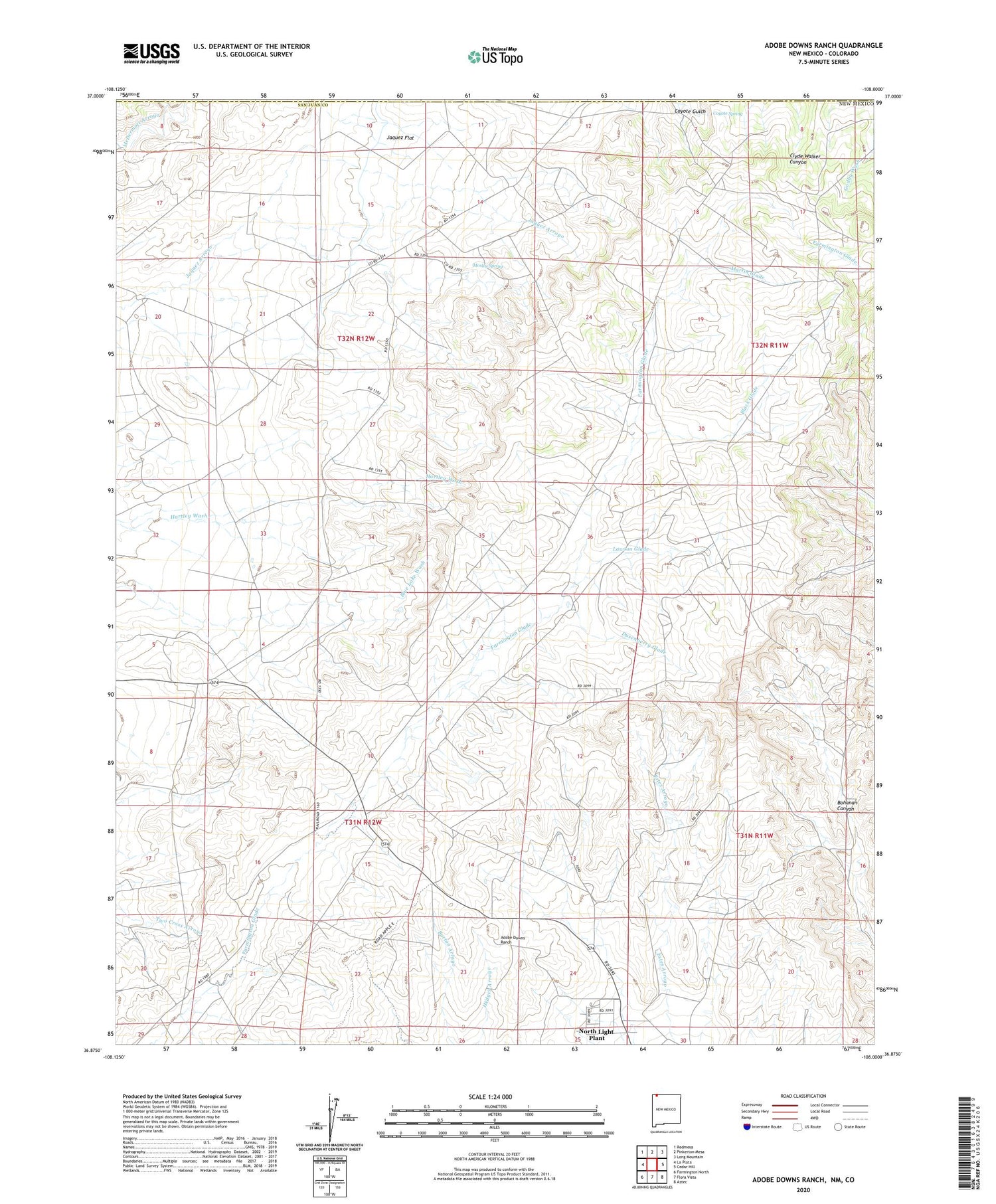 Adobe Downs Ranch New Mexico US Topo Map Image