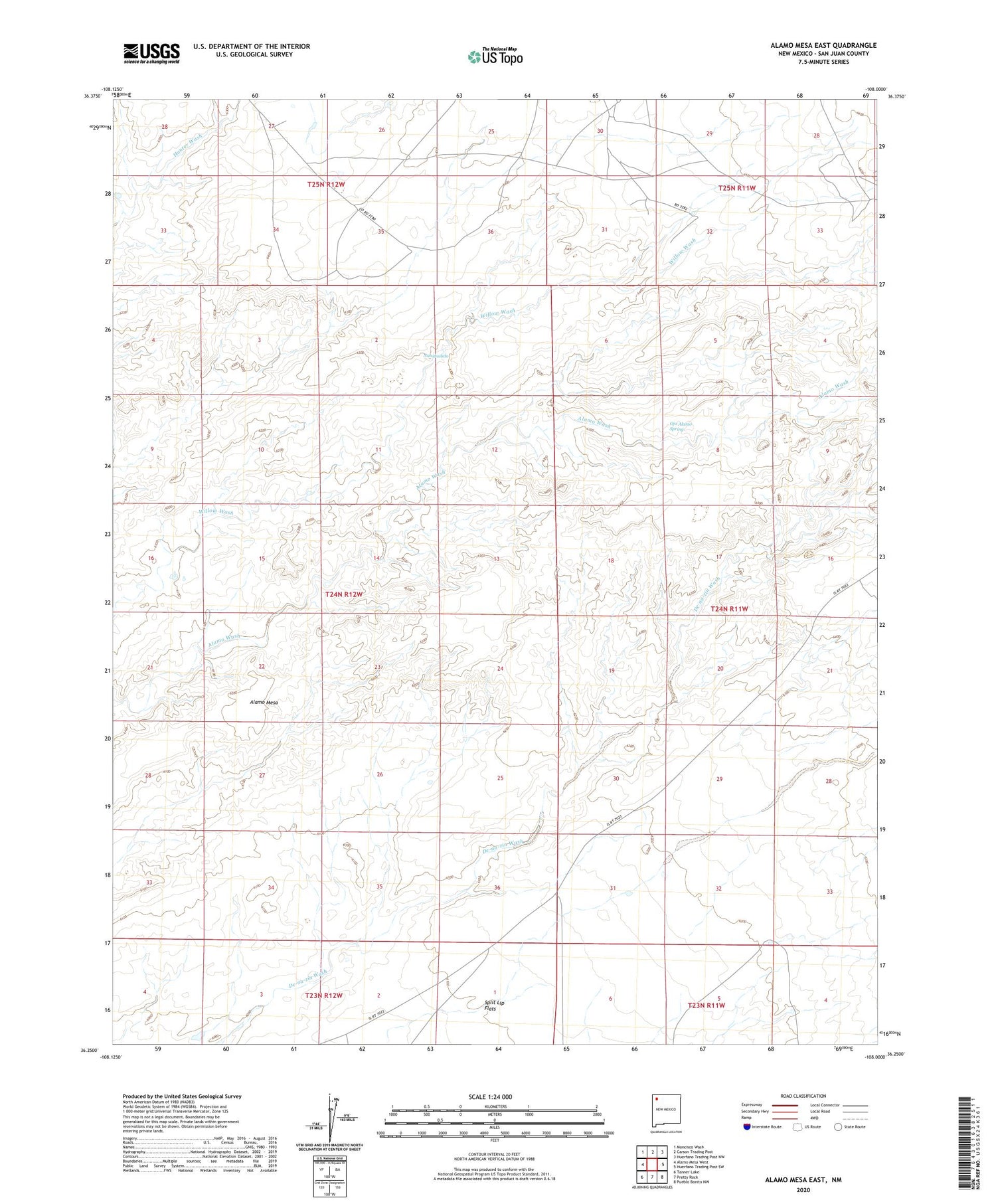 Alamo Mesa East New Mexico US Topo Map Image