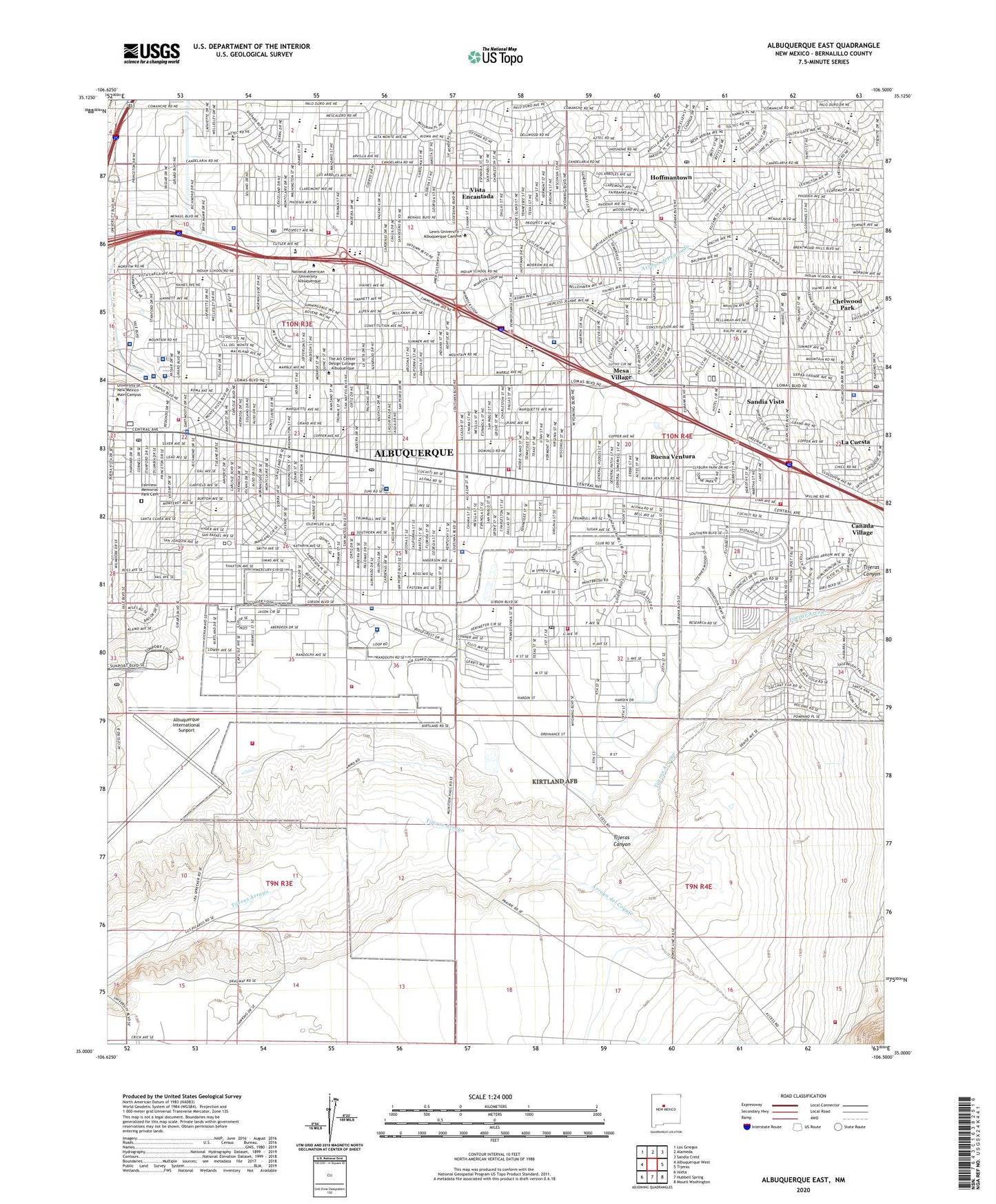 Albuquerque East New Mexico US Topo Map Image