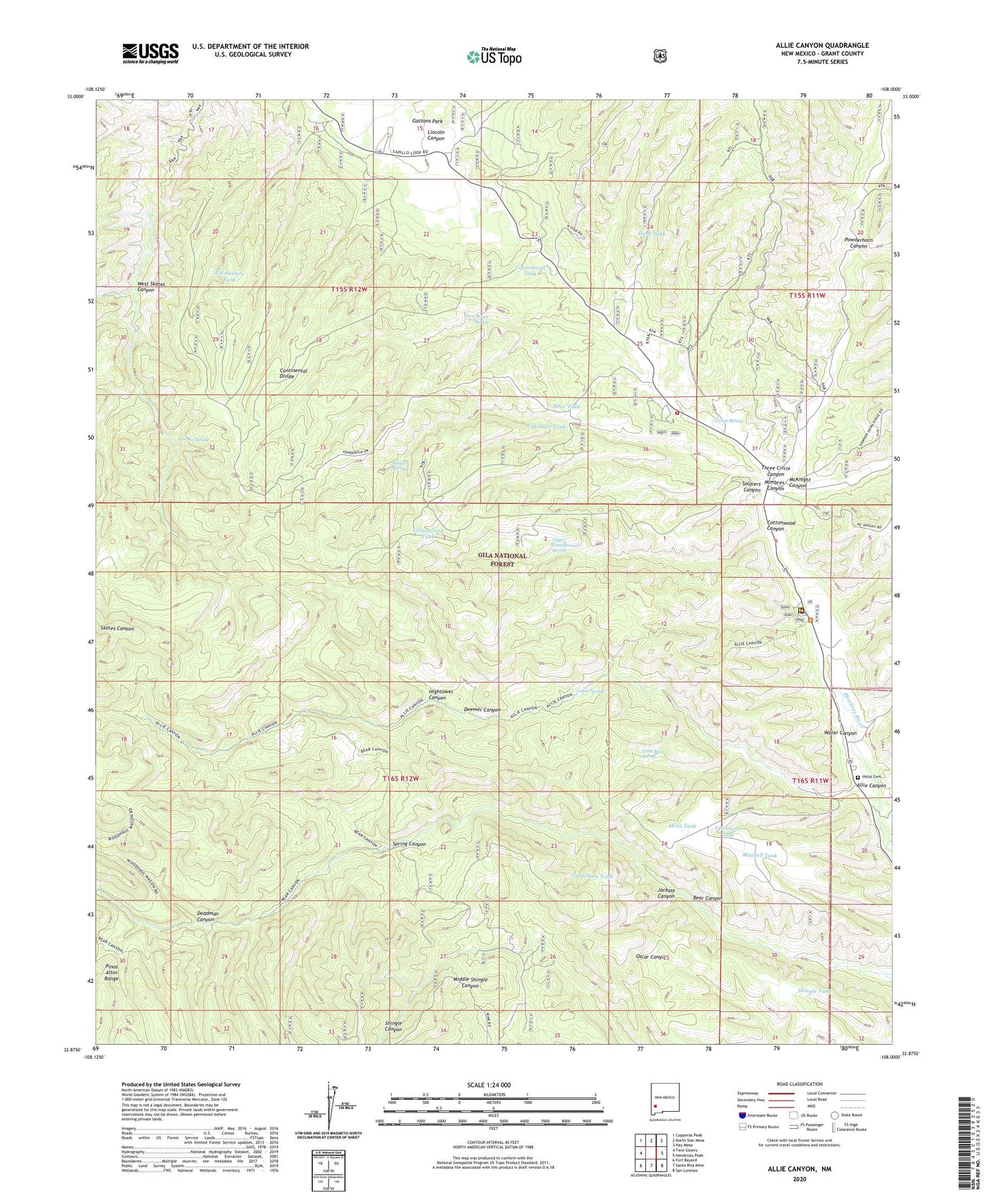 Allie Canyon New Mexico US Topo Map Image
