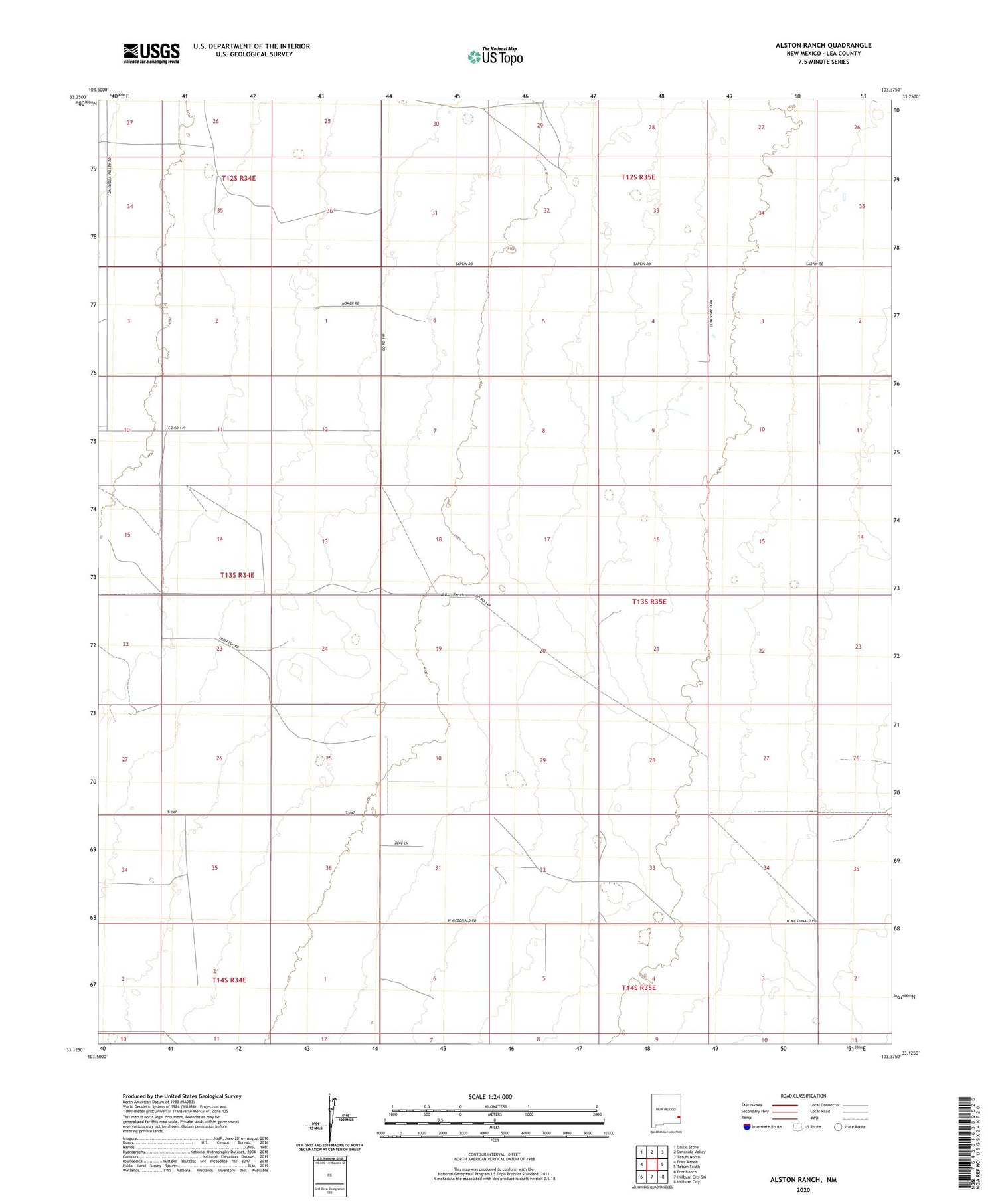 Alston Ranch New Mexico US Topo Map Image