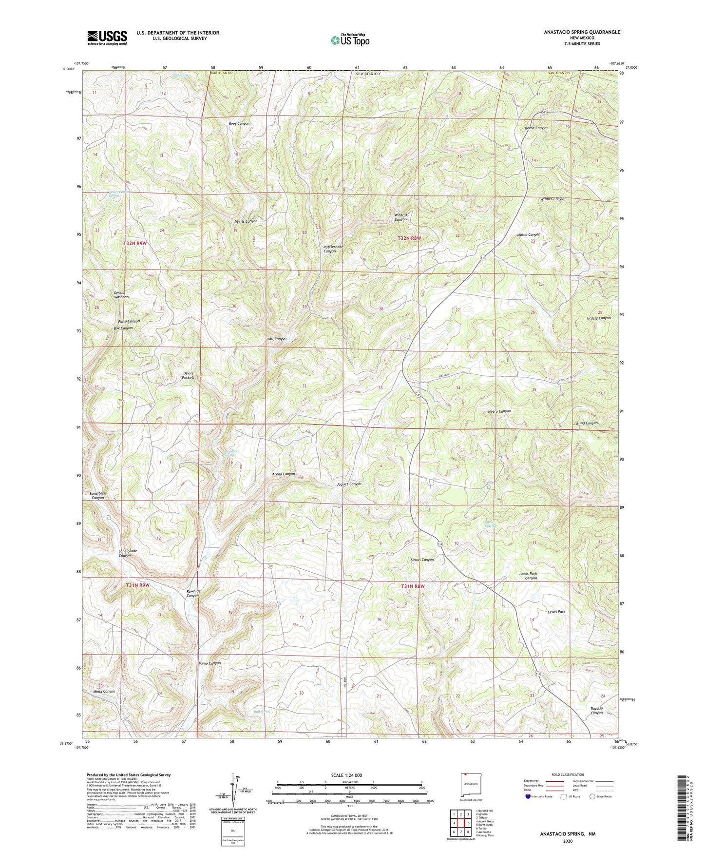 Anastacio Spring New Mexico US Topo Map Image