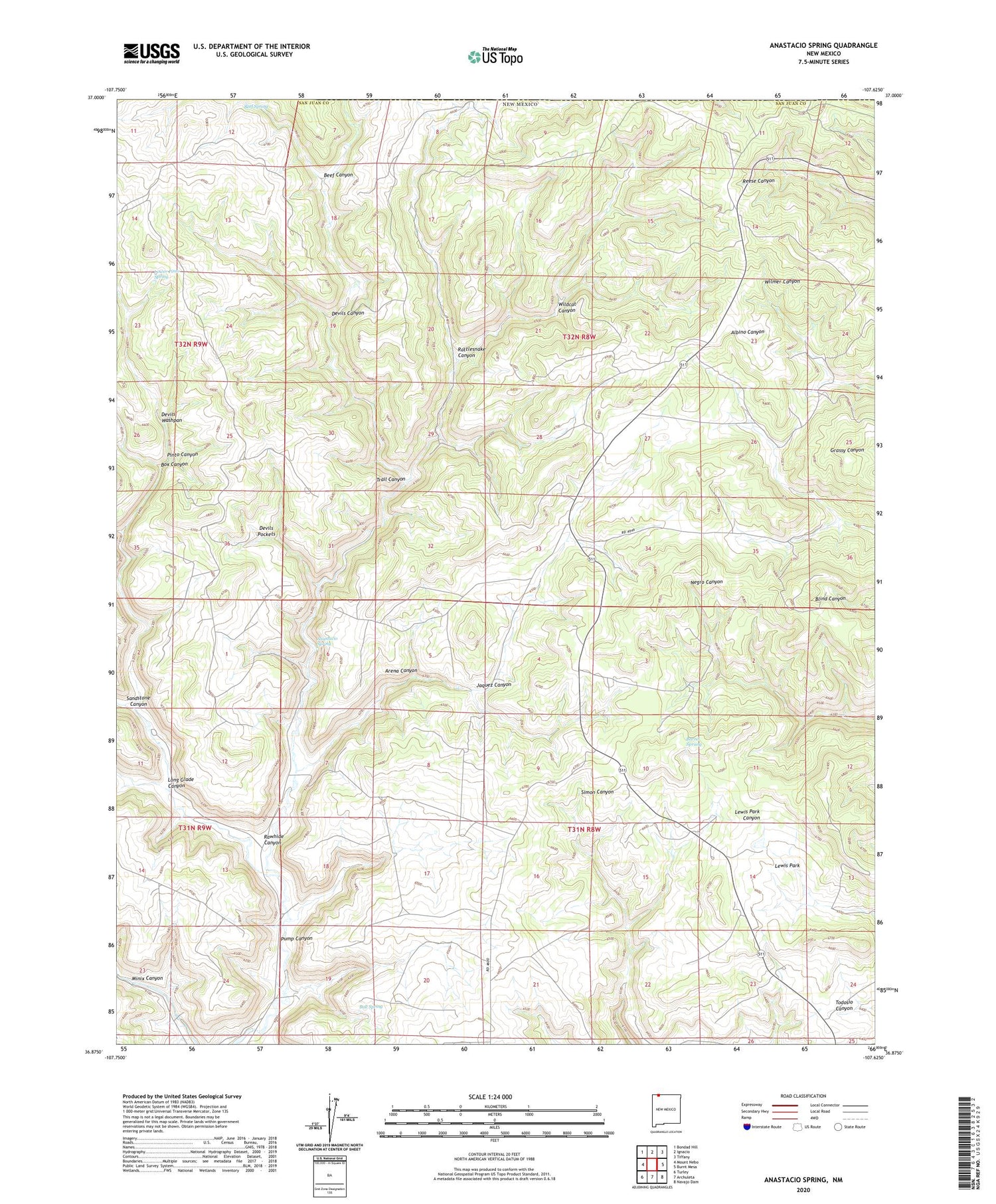 Anastacio Spring New Mexico US Topo Map Image