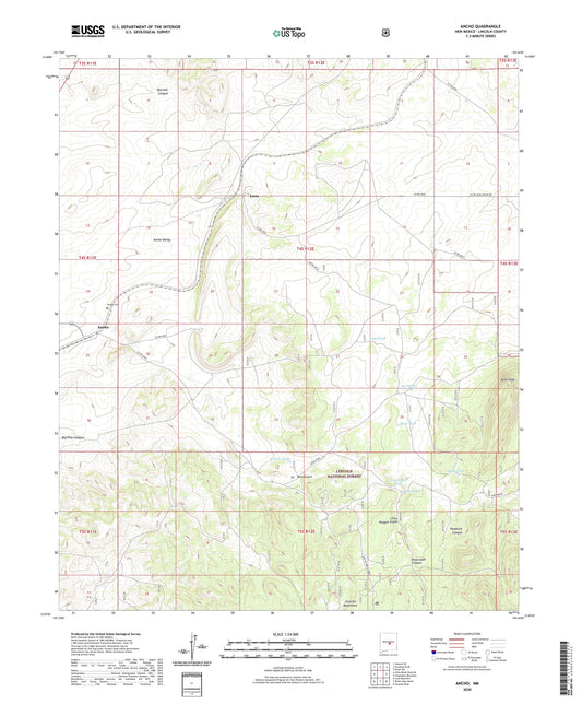 Ancho New Mexico US Topo Map Image