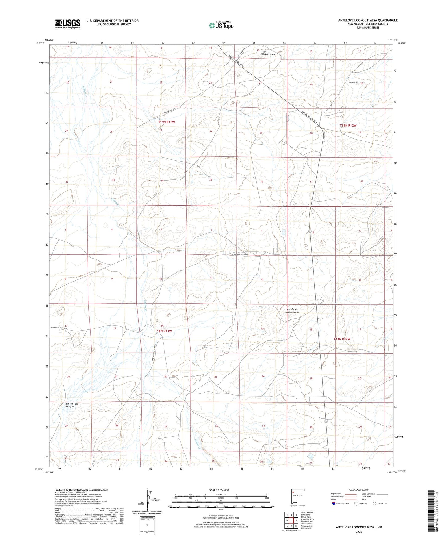 Antelope Lookout Mesa New Mexico US Topo Map Image