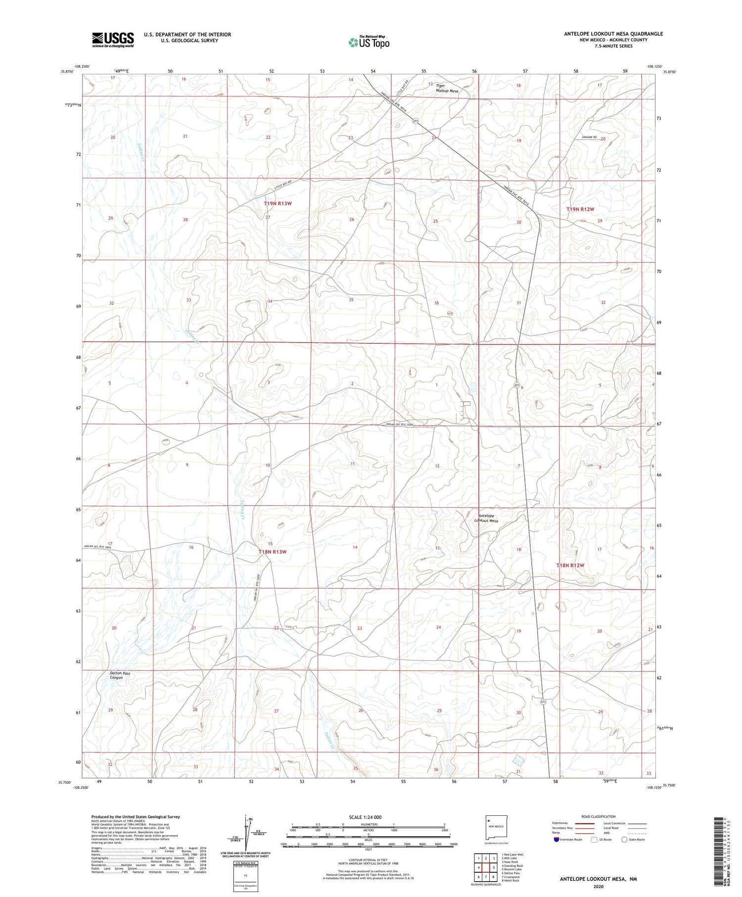 Antelope Lookout Mesa New Mexico US Topo Map Image