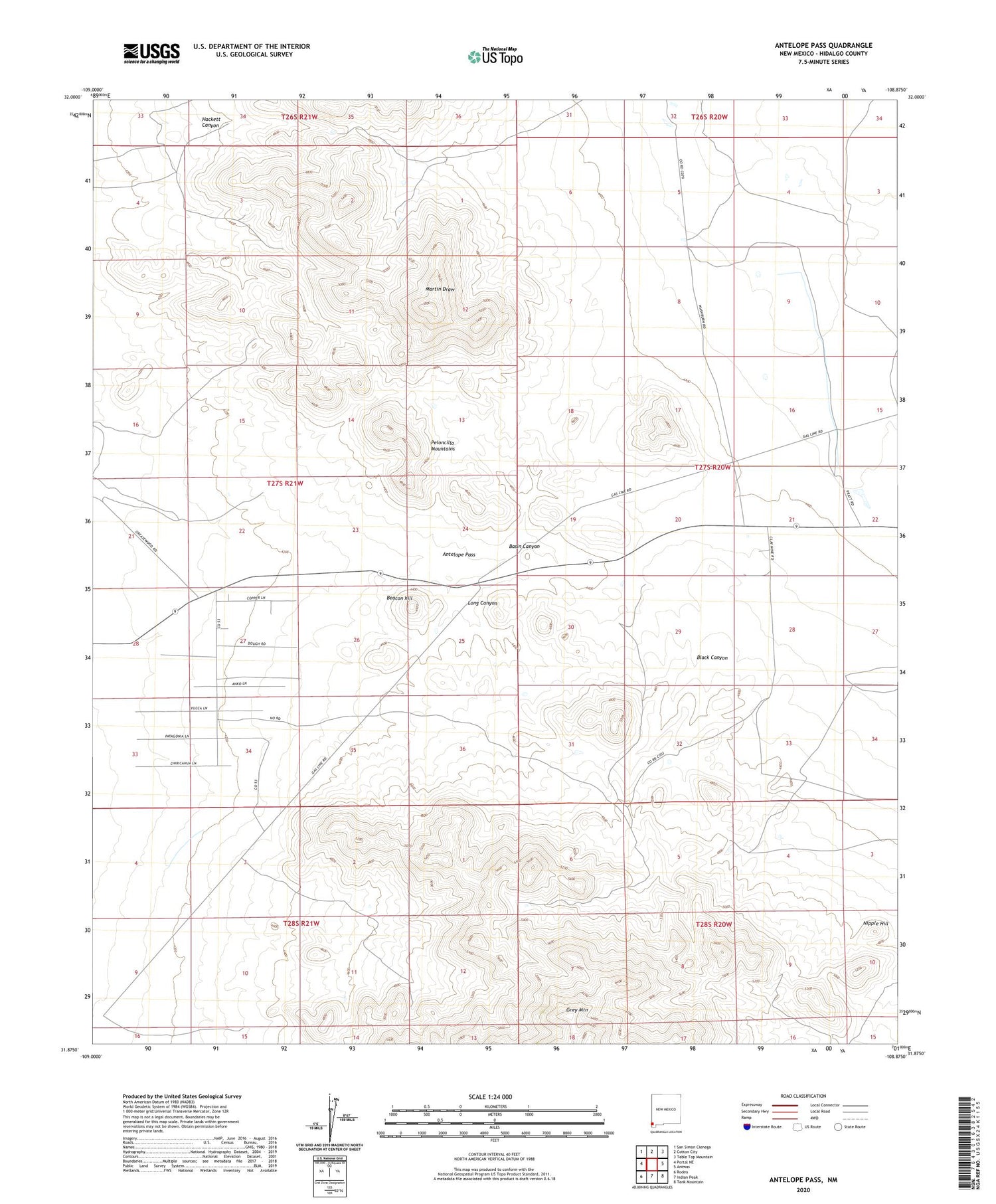 Antelope Pass New Mexico US Topo Map Image